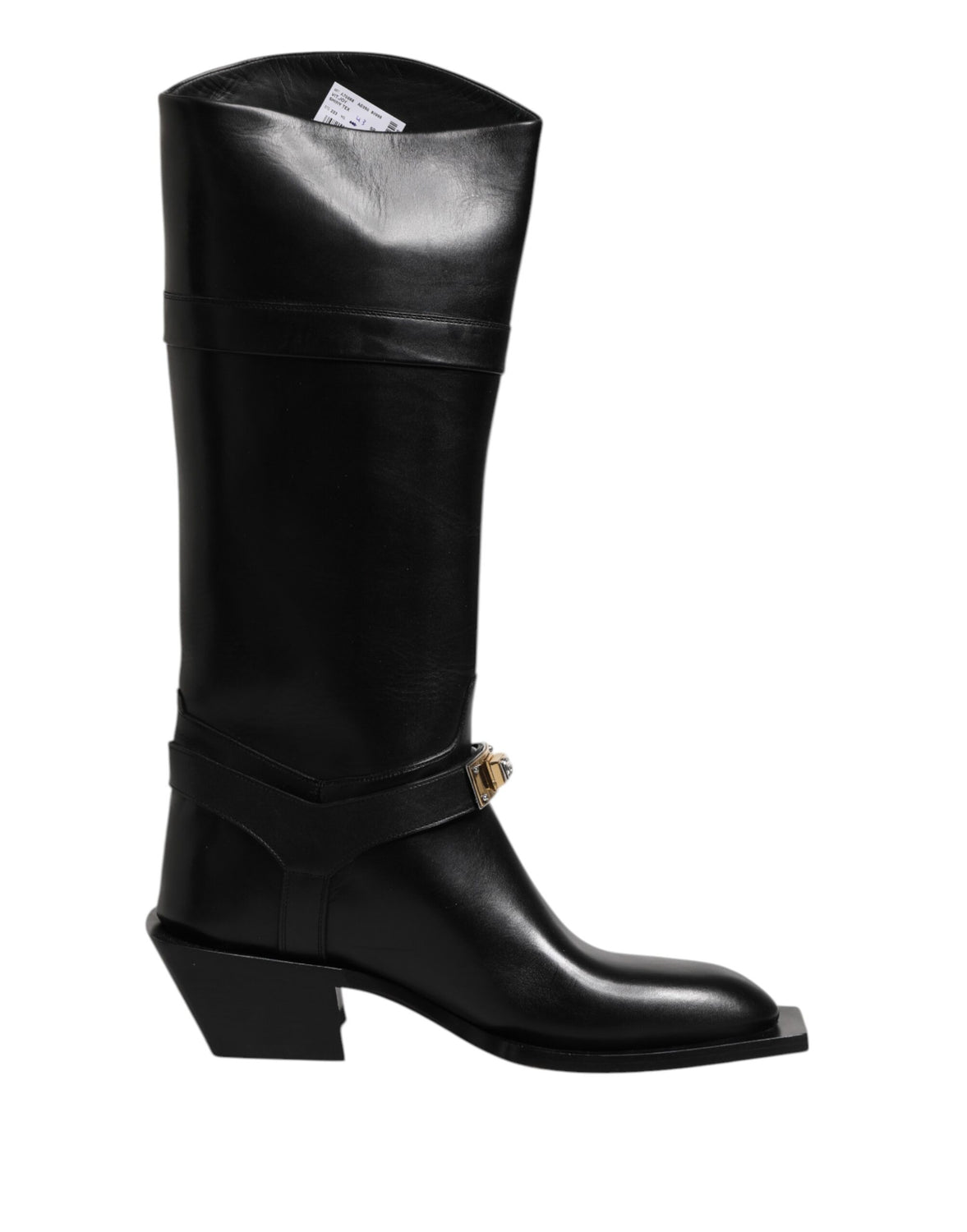 Black Calfskin Leather High Boots Shoes