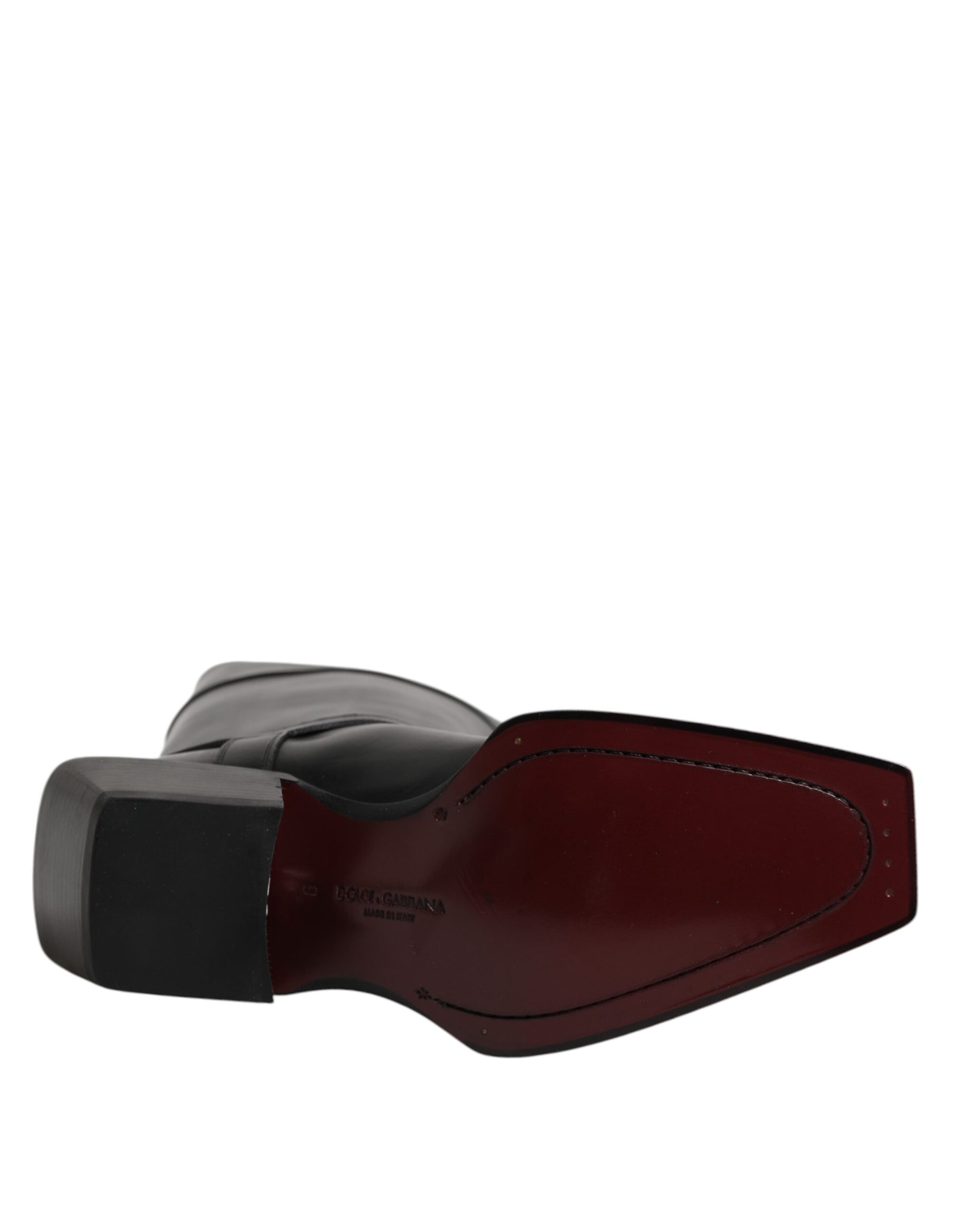 Black Calfskin Leather High Boots Shoes