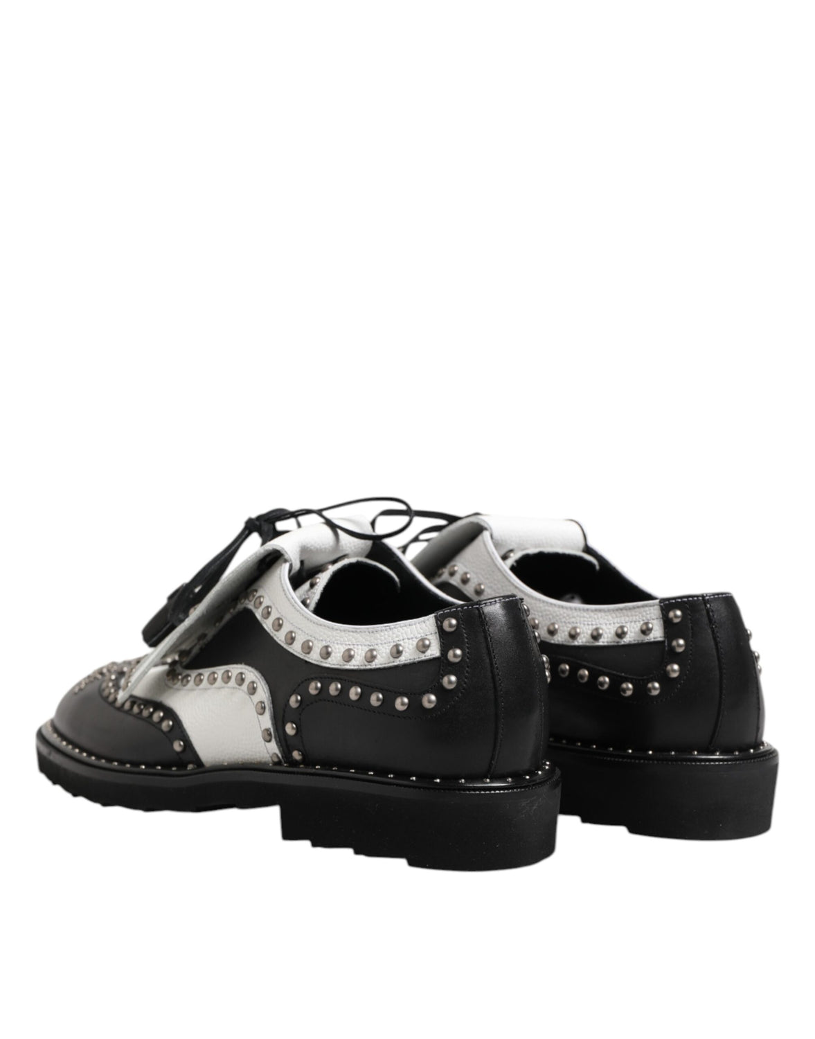 Black White Leather Studded Dreby Dress Shoes