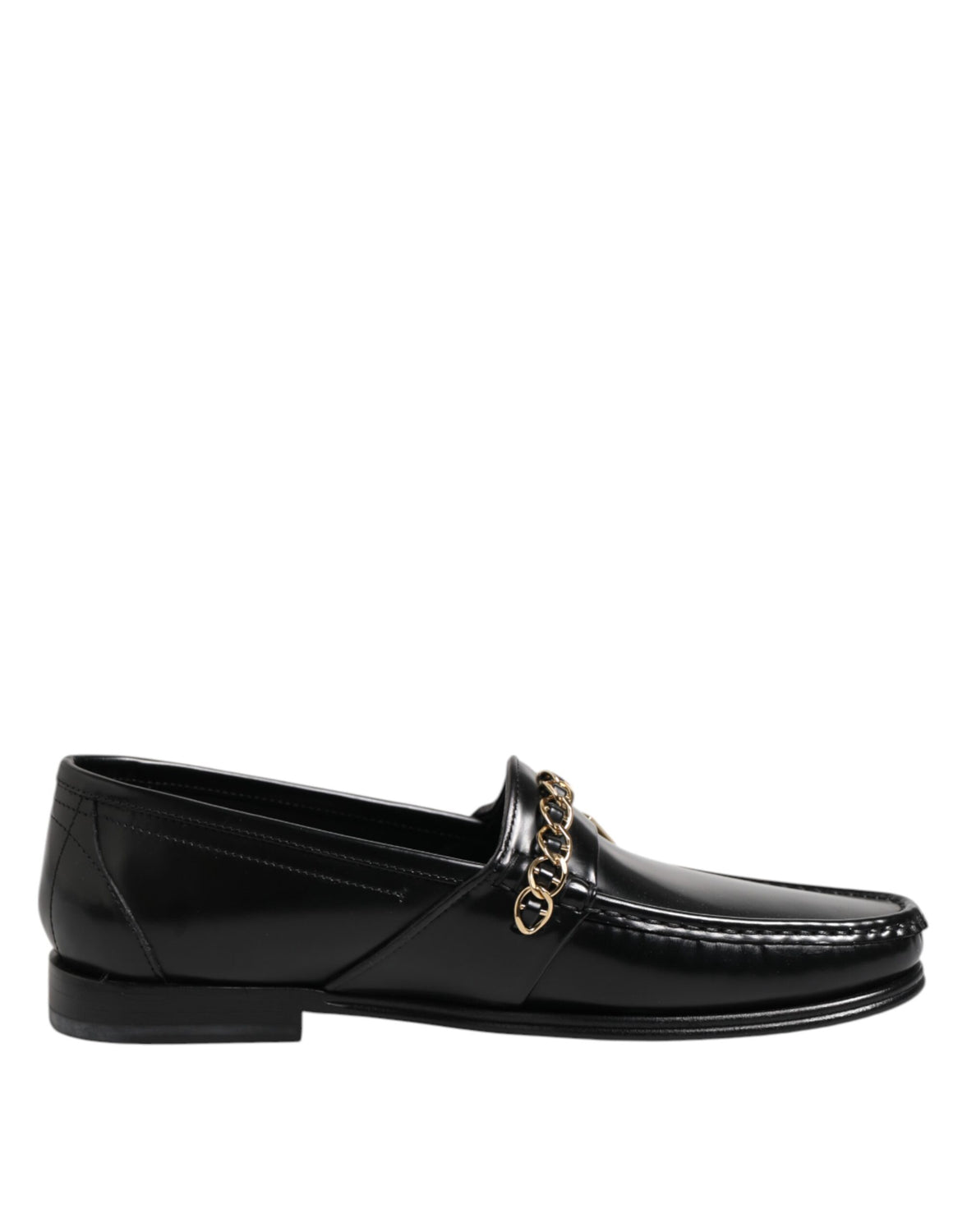 Black Leather Chain Slip On Loafers Men Dress Shoes
