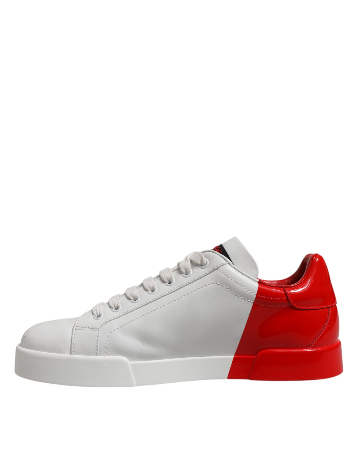 White Red Logo Low Top Leather Sneakers Shoes