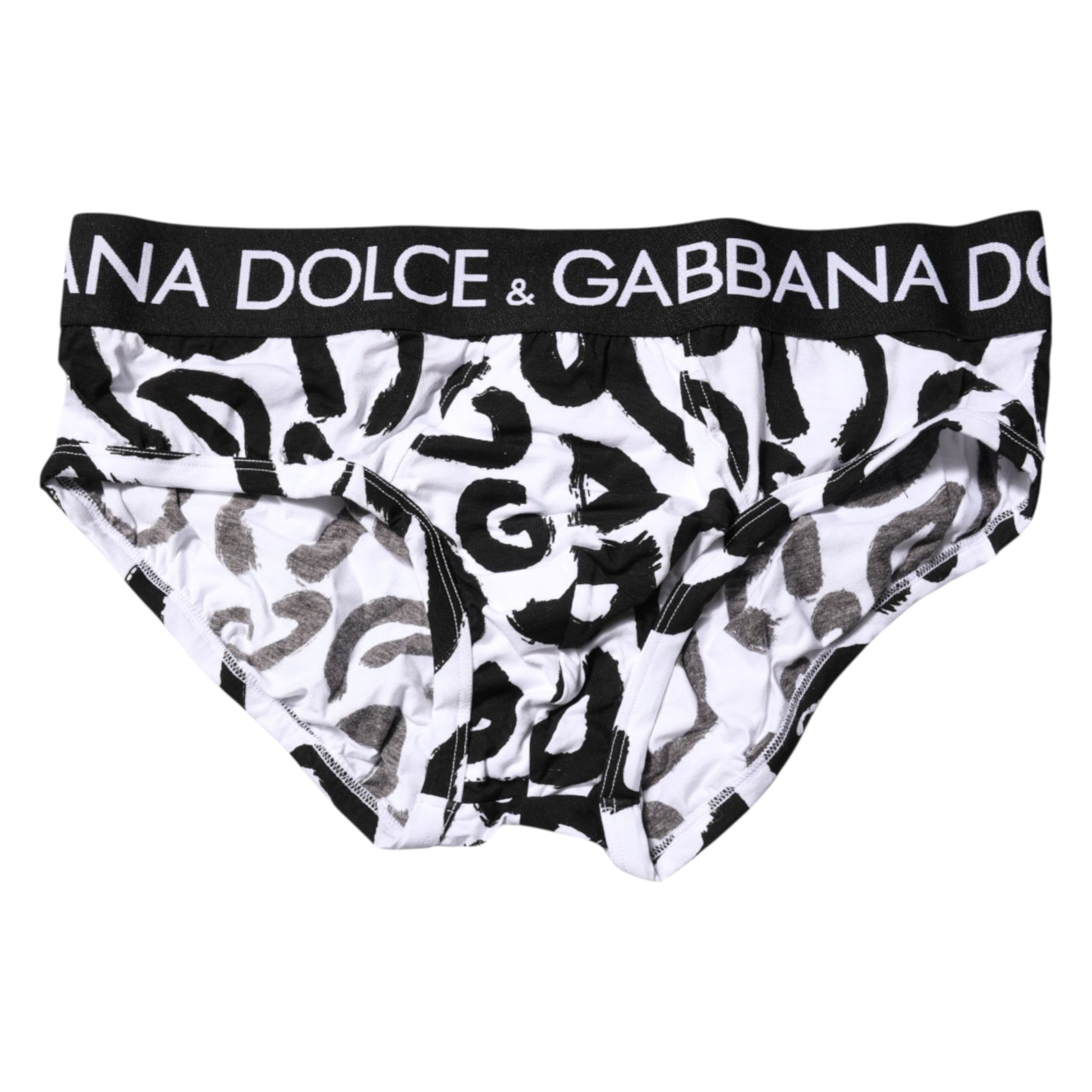 Black White Logo Print Regular Brief Underwear