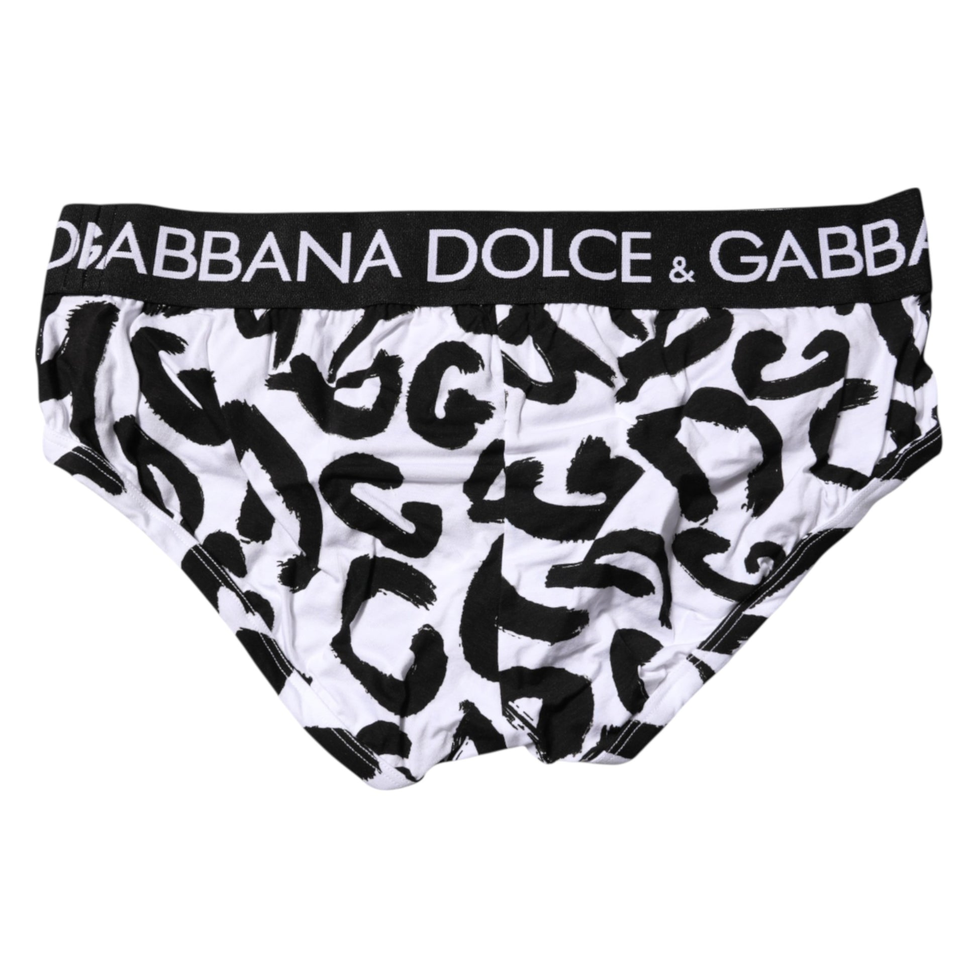 Black White Logo Print Regular Brief Underwear