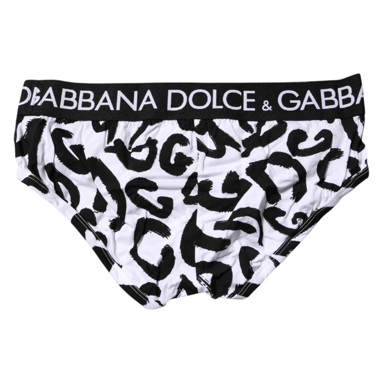 Black White Logo Print Regular Brief Underwear