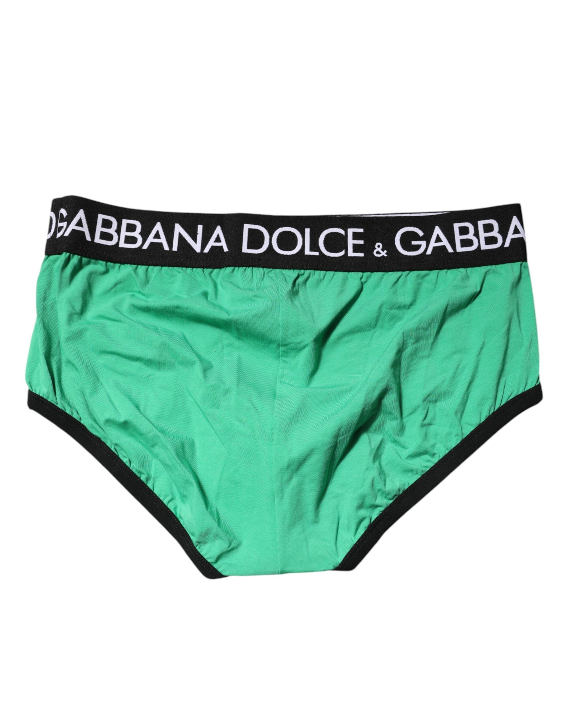 Green Cotton Stretch Regular Brief Underwear