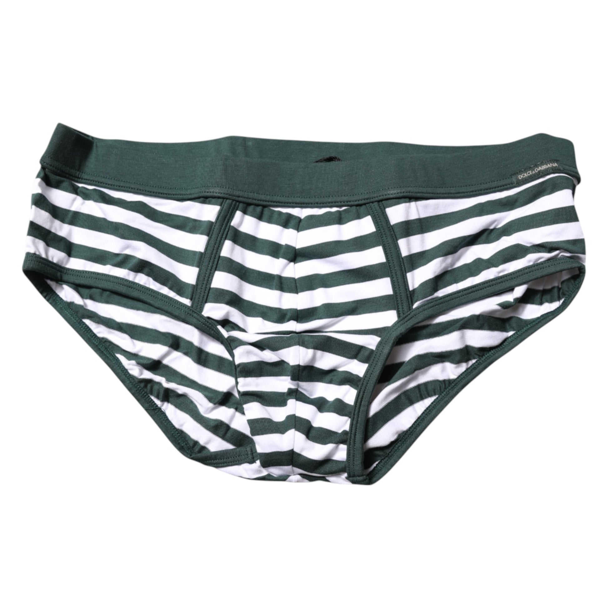 Green White Striped Men Regular Brief Underwear