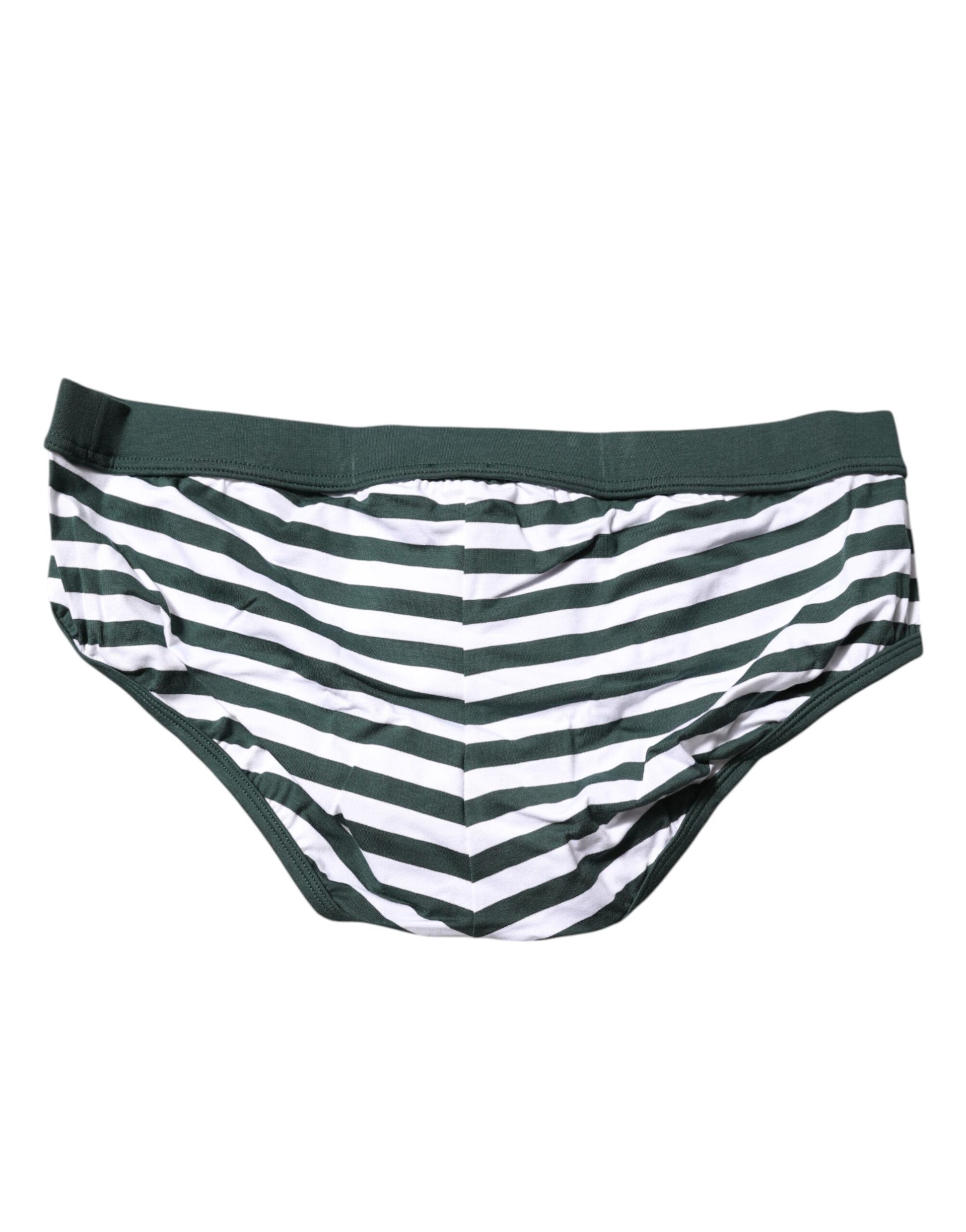 Green White Striped Men Regular Brief Underwear
