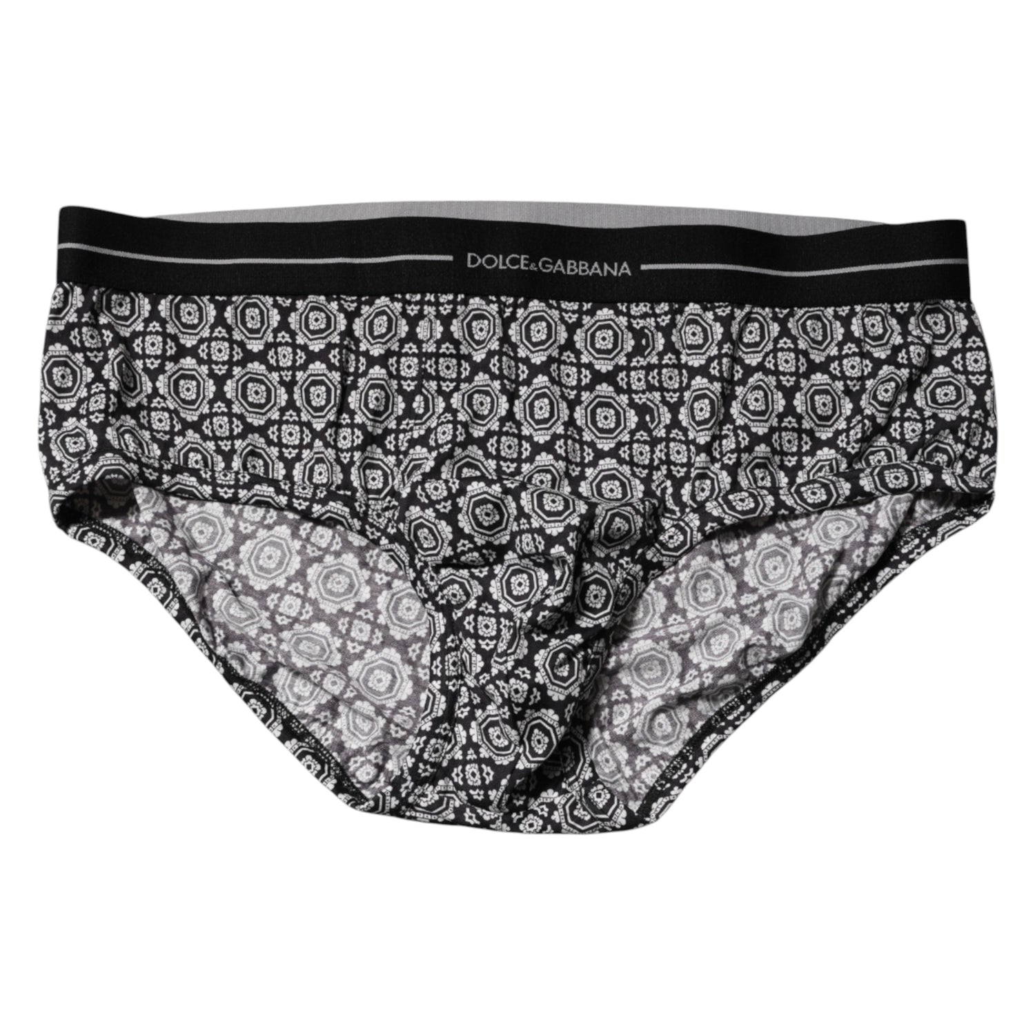 Black White Patterned Regular Brief Underwear