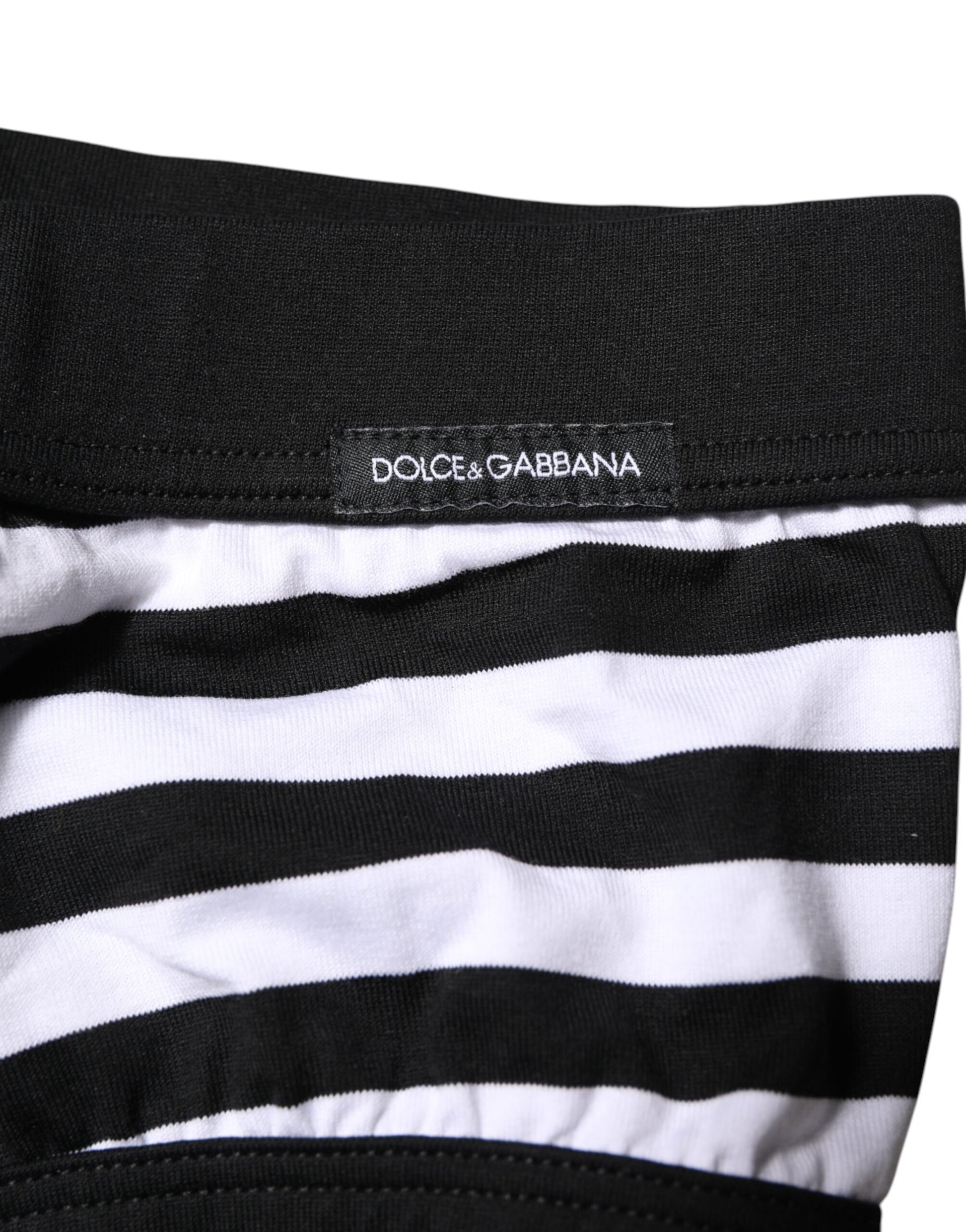 Black White Striped Men Regular Brief Underwear