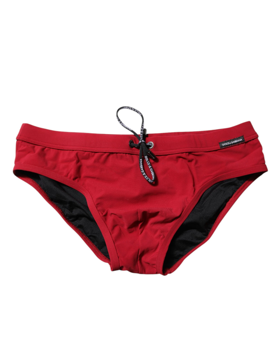 Red Drawstring Men Beachwear Brief Swimwear