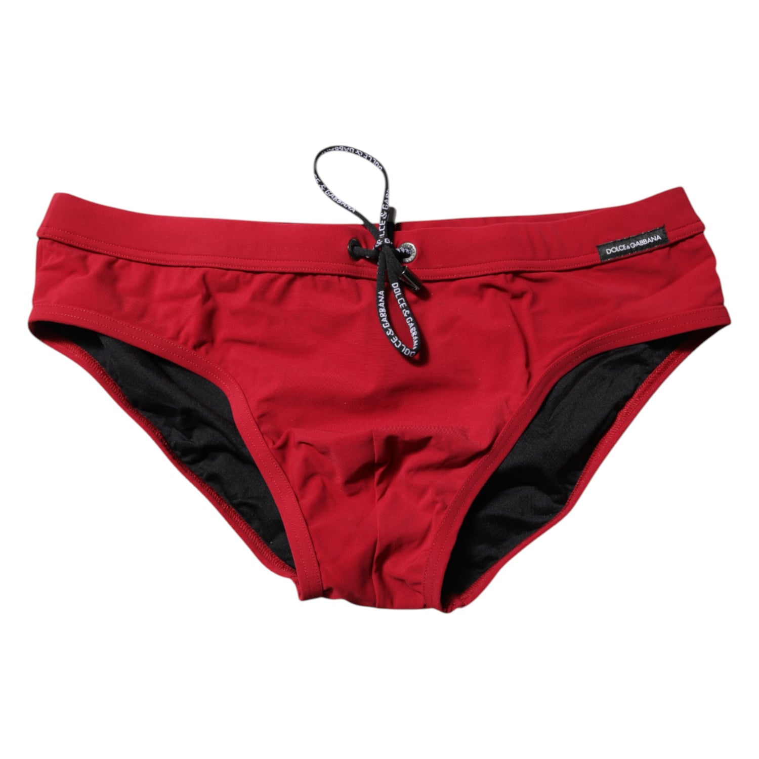 Red Drawstring Men Beachwear Brief Swimwear