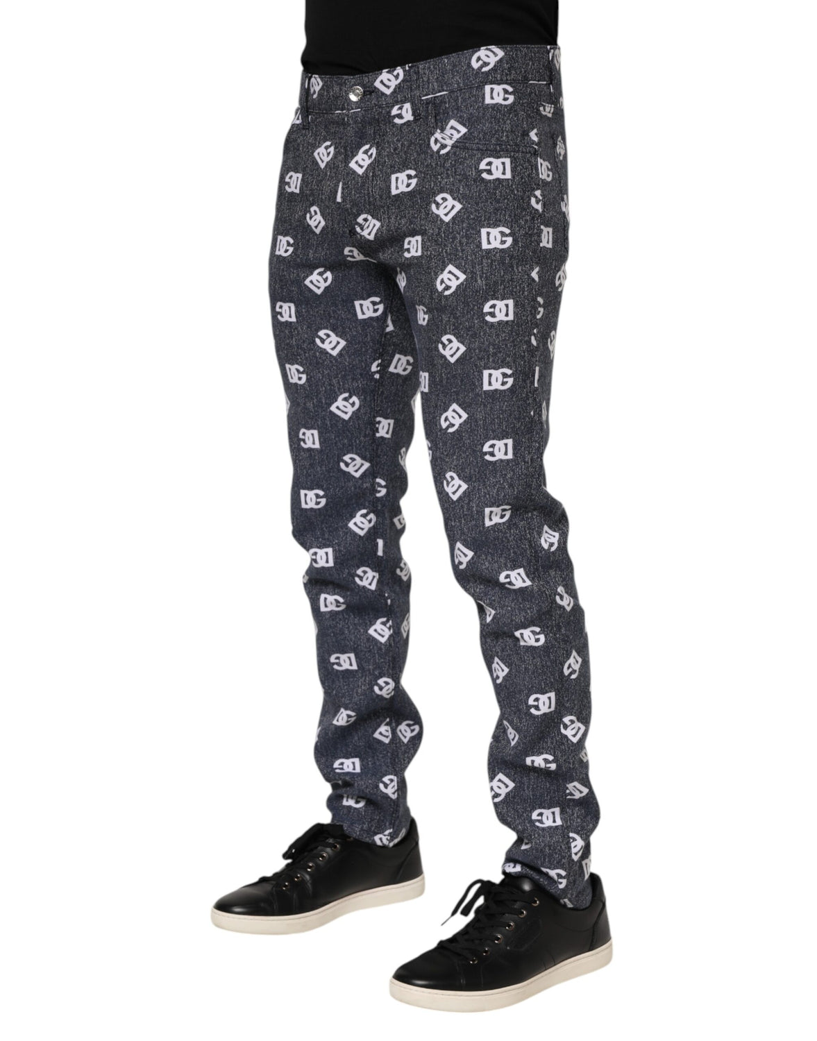 Dark Gray Logo Cotton Skinny Slim Denim Jeans