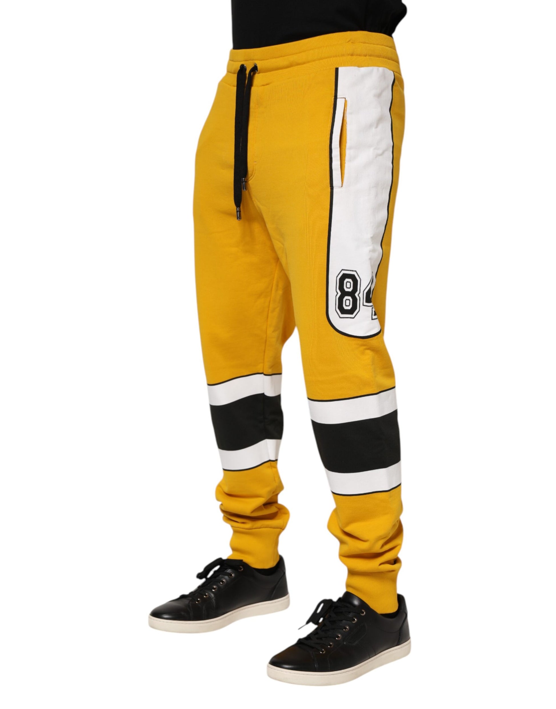 Yellow Printed Drawstring Jogger Pants