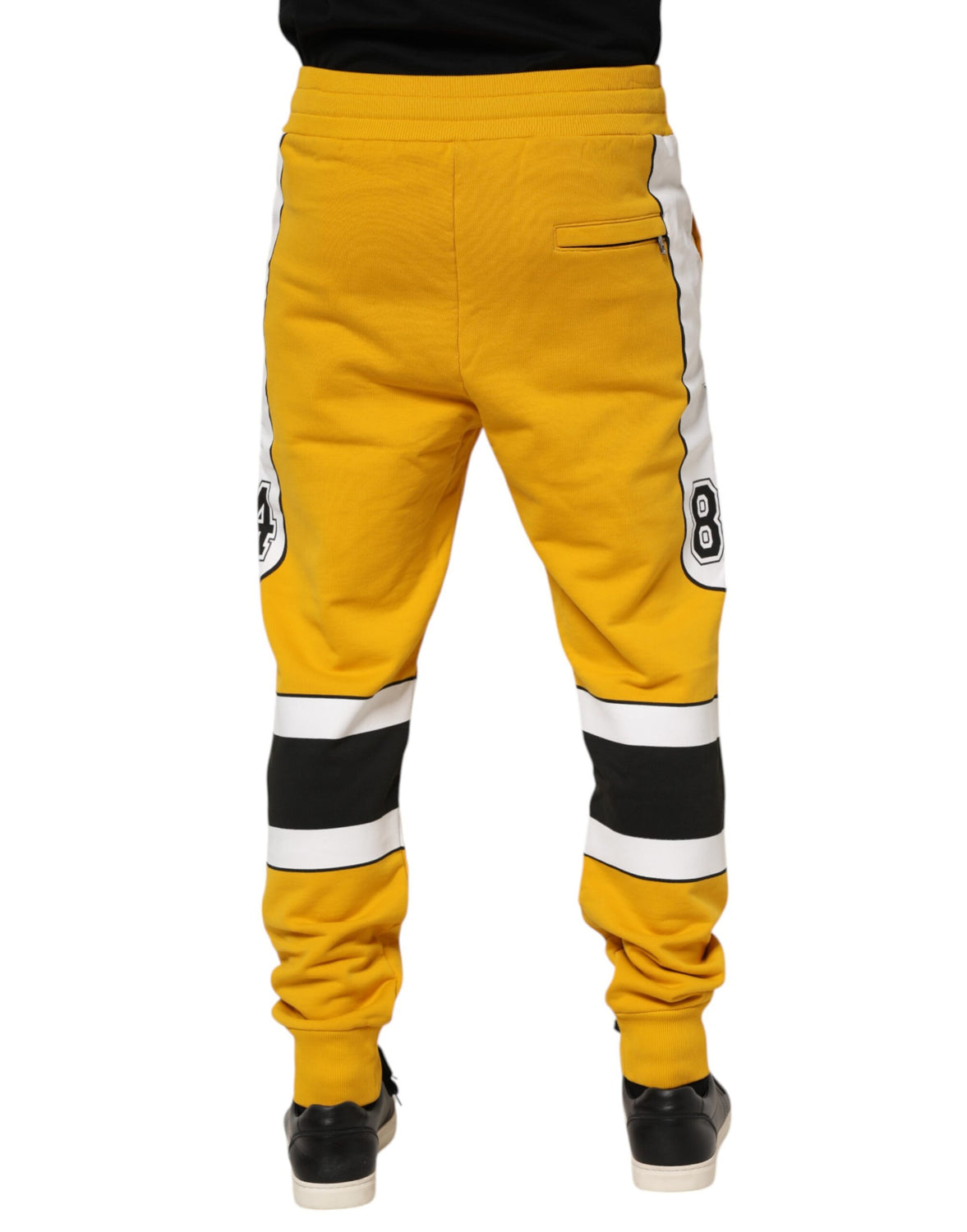 Yellow Printed Drawstring Jogger Pants
