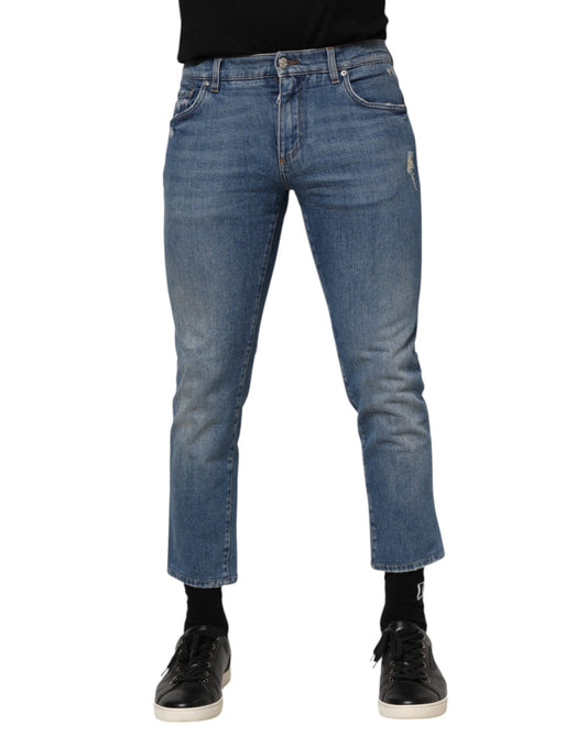 Blue Cotton Logo Plaque Denim Jeans