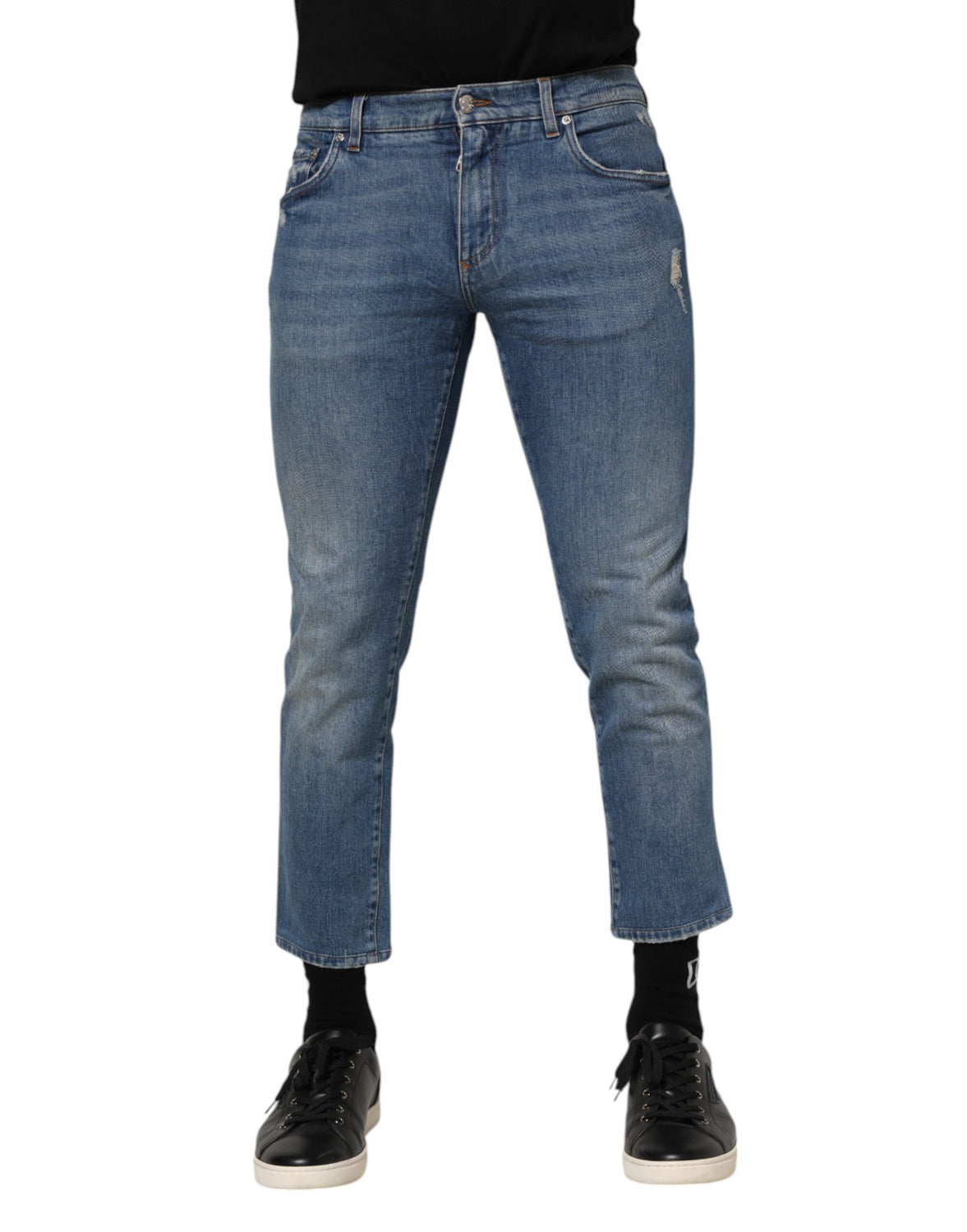 Blue Cotton Logo Plaque Denim Jeans