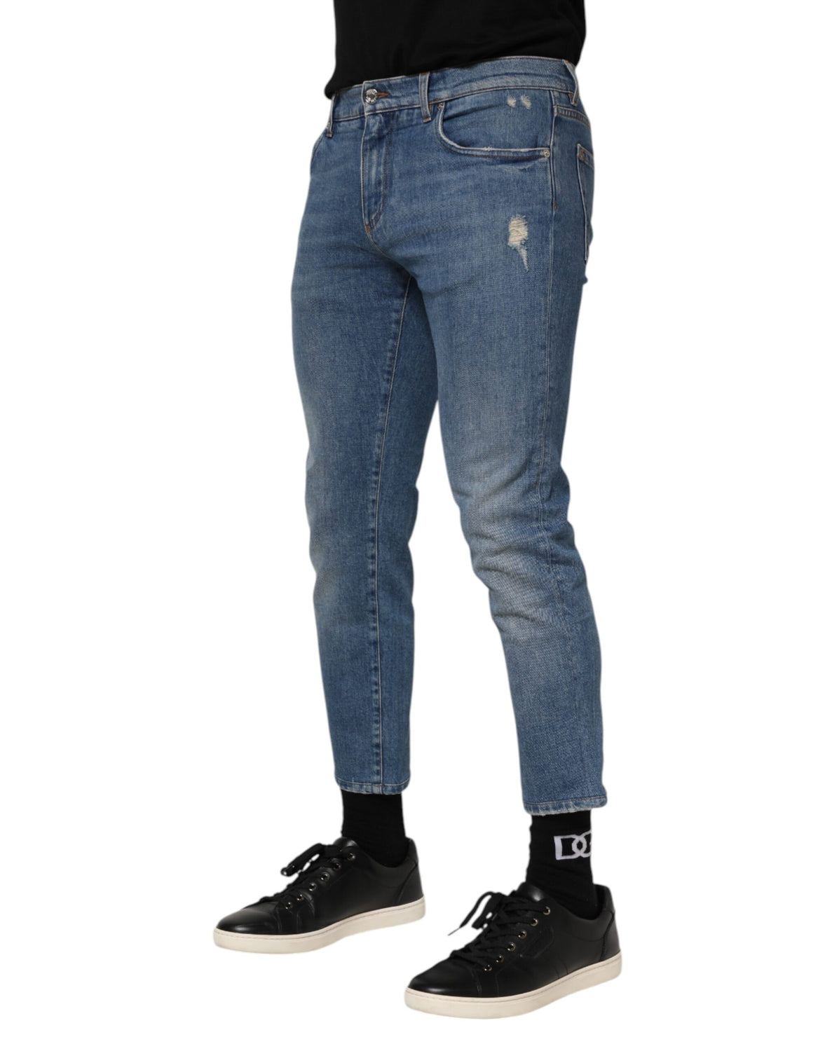 Blue Cotton Logo Plaque Denim Jeans