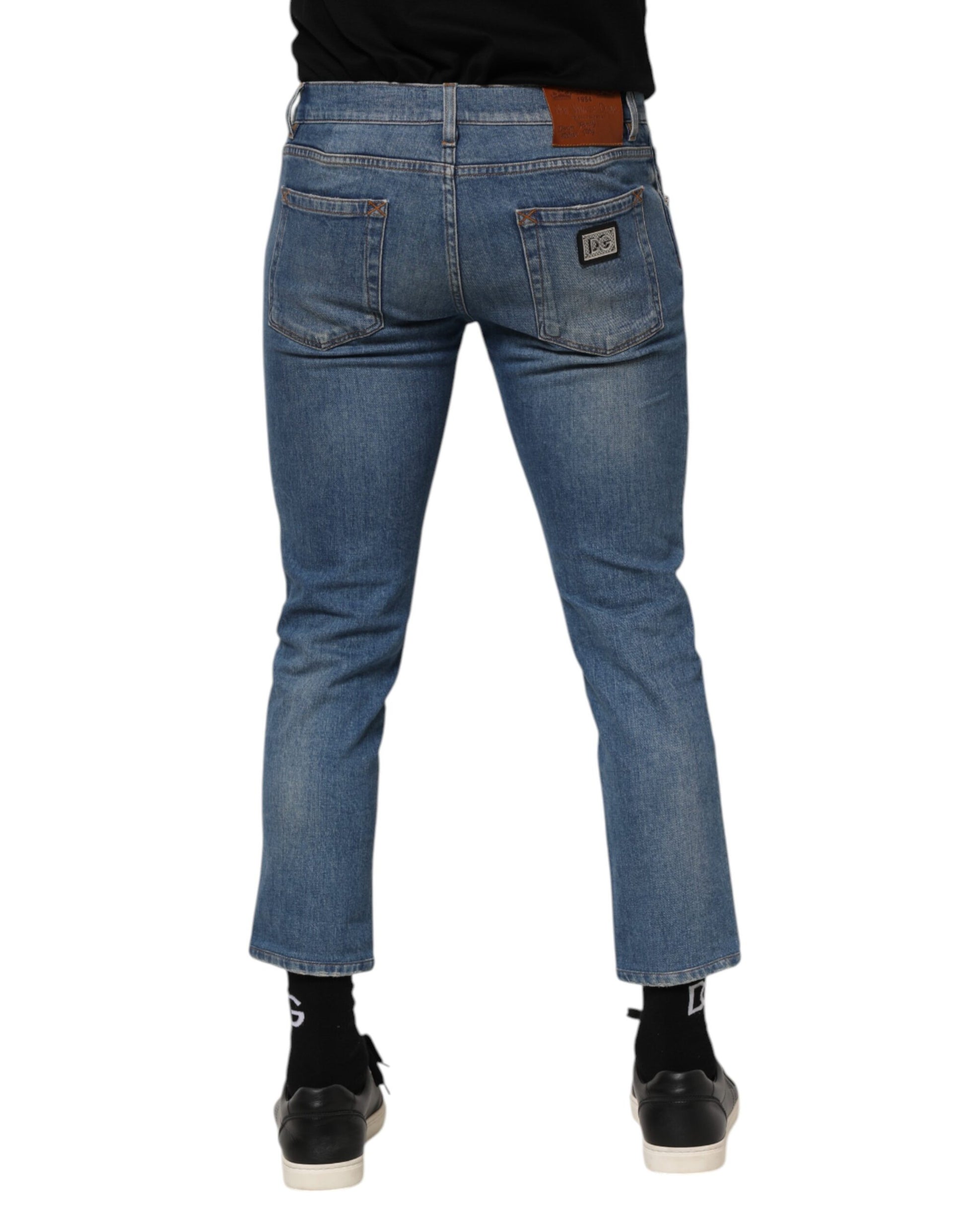 Blue Cotton Logo Plaque Denim Jeans