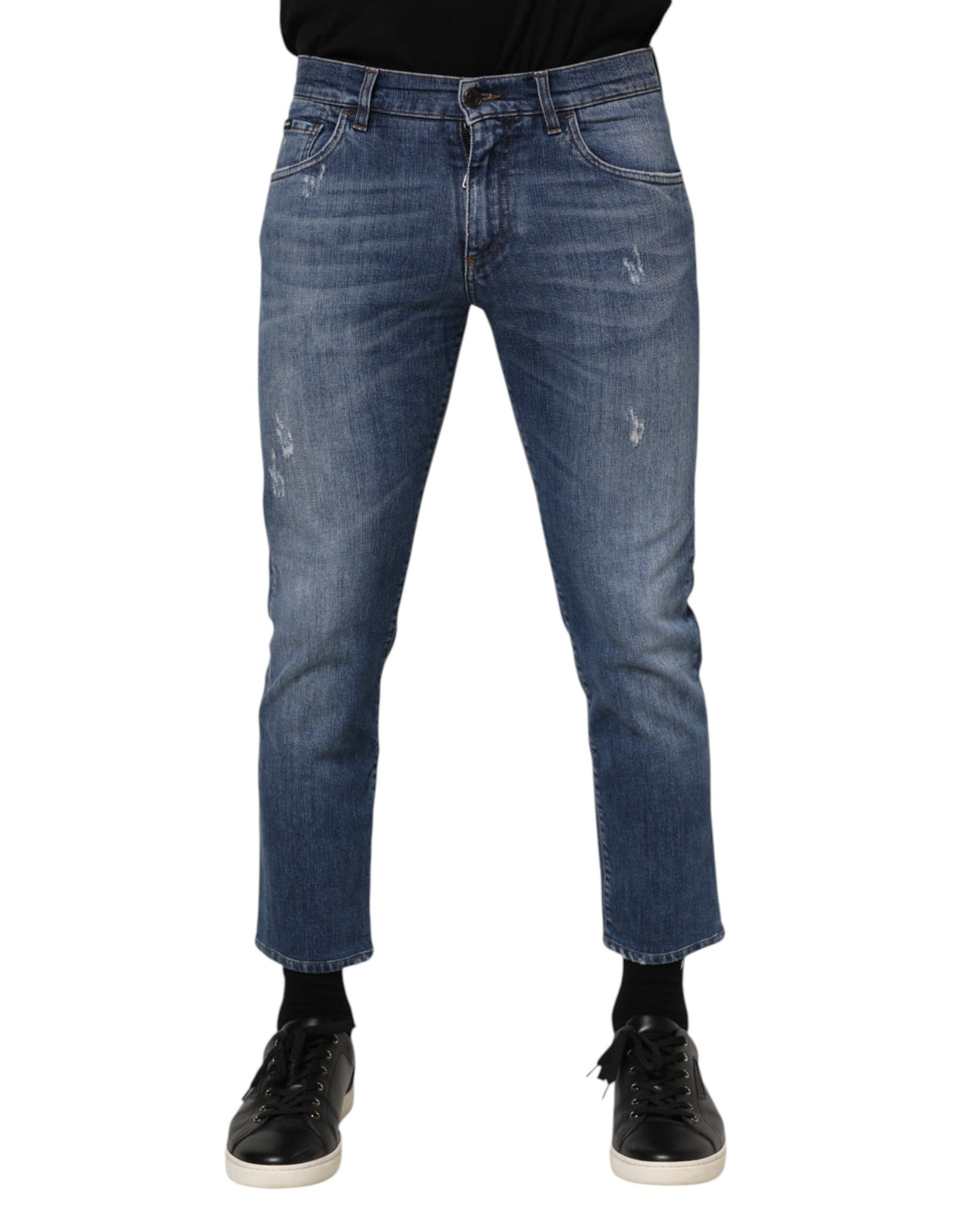 Blue Cotton Logo Plaque Denim Jeans