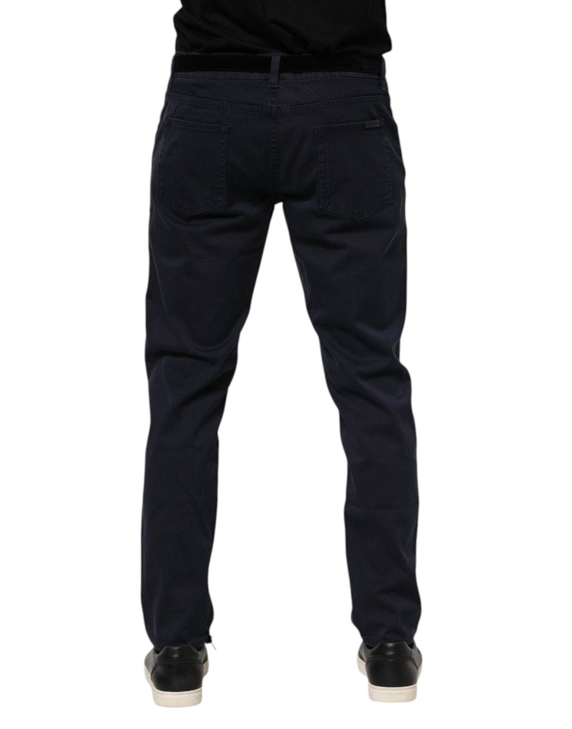 Blue Cotton Tapered Denim Jeans