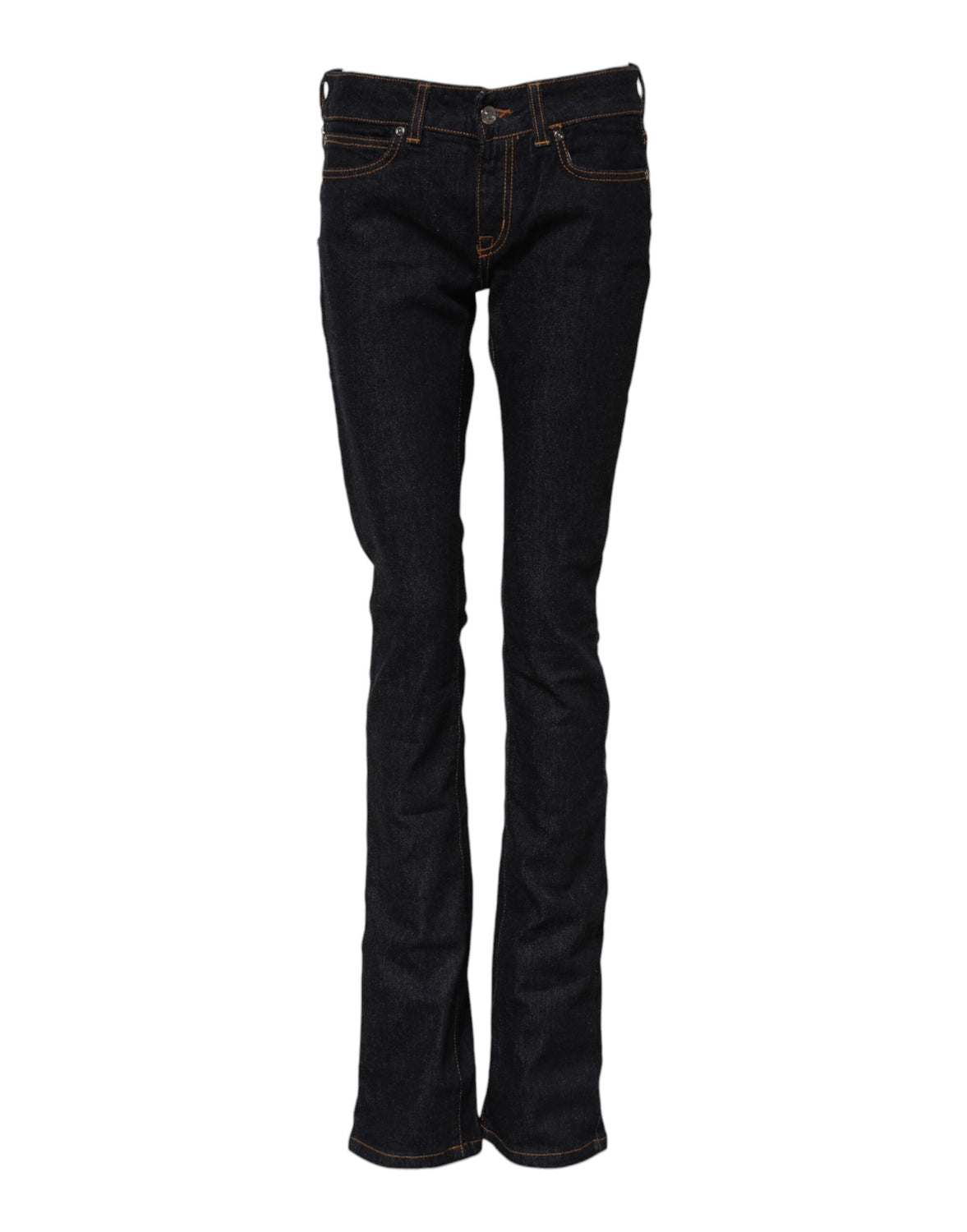Dark Blue Cotton Mid Waisted Skinny Denim Jeans