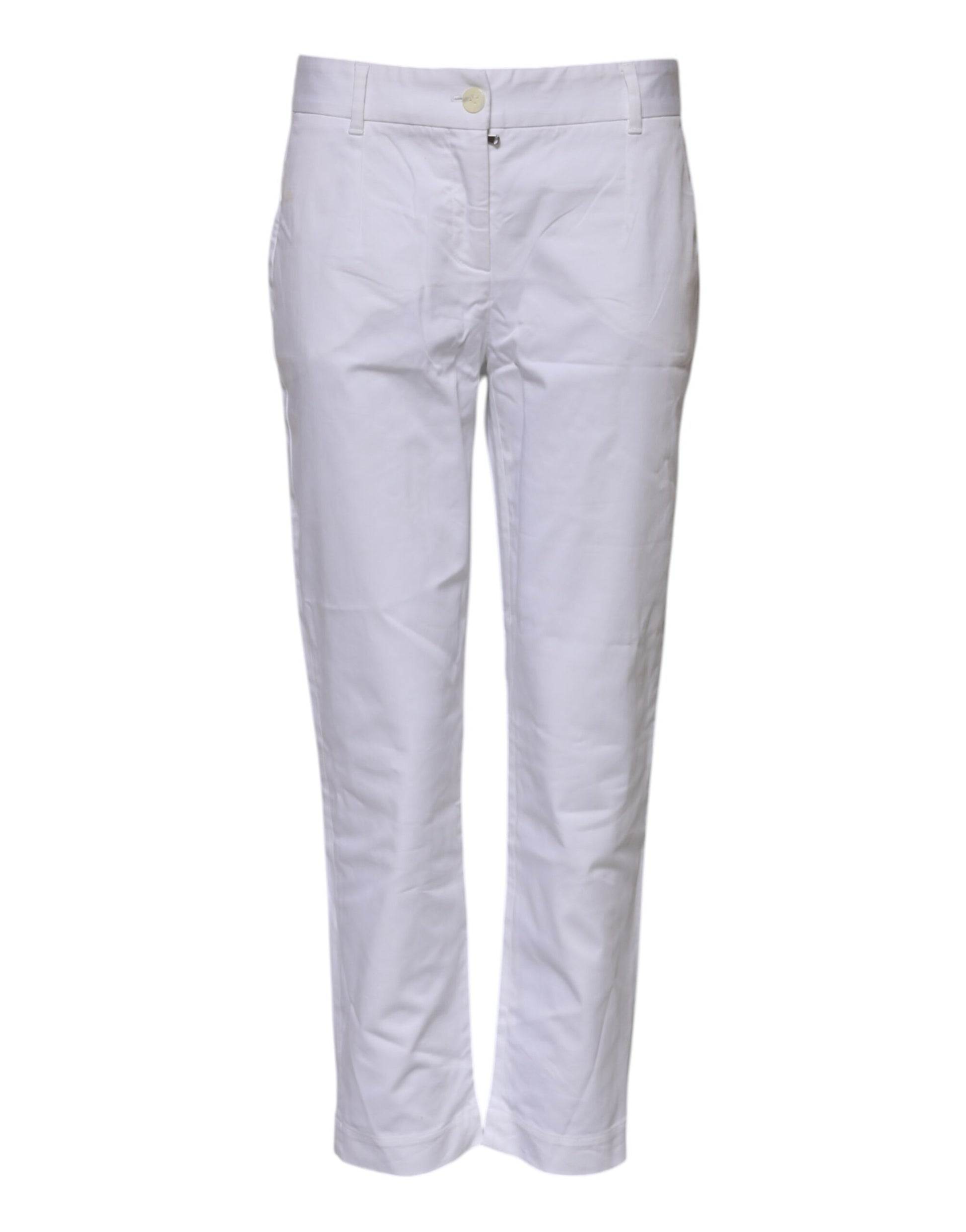 White Cotton Stretch Mid Waist Jeans