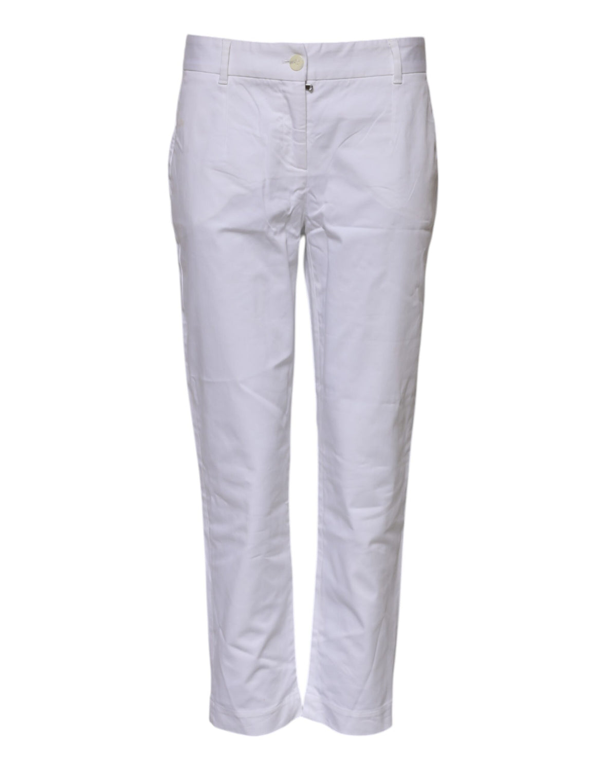 White Cotton Stretch Mid Waist Jeans