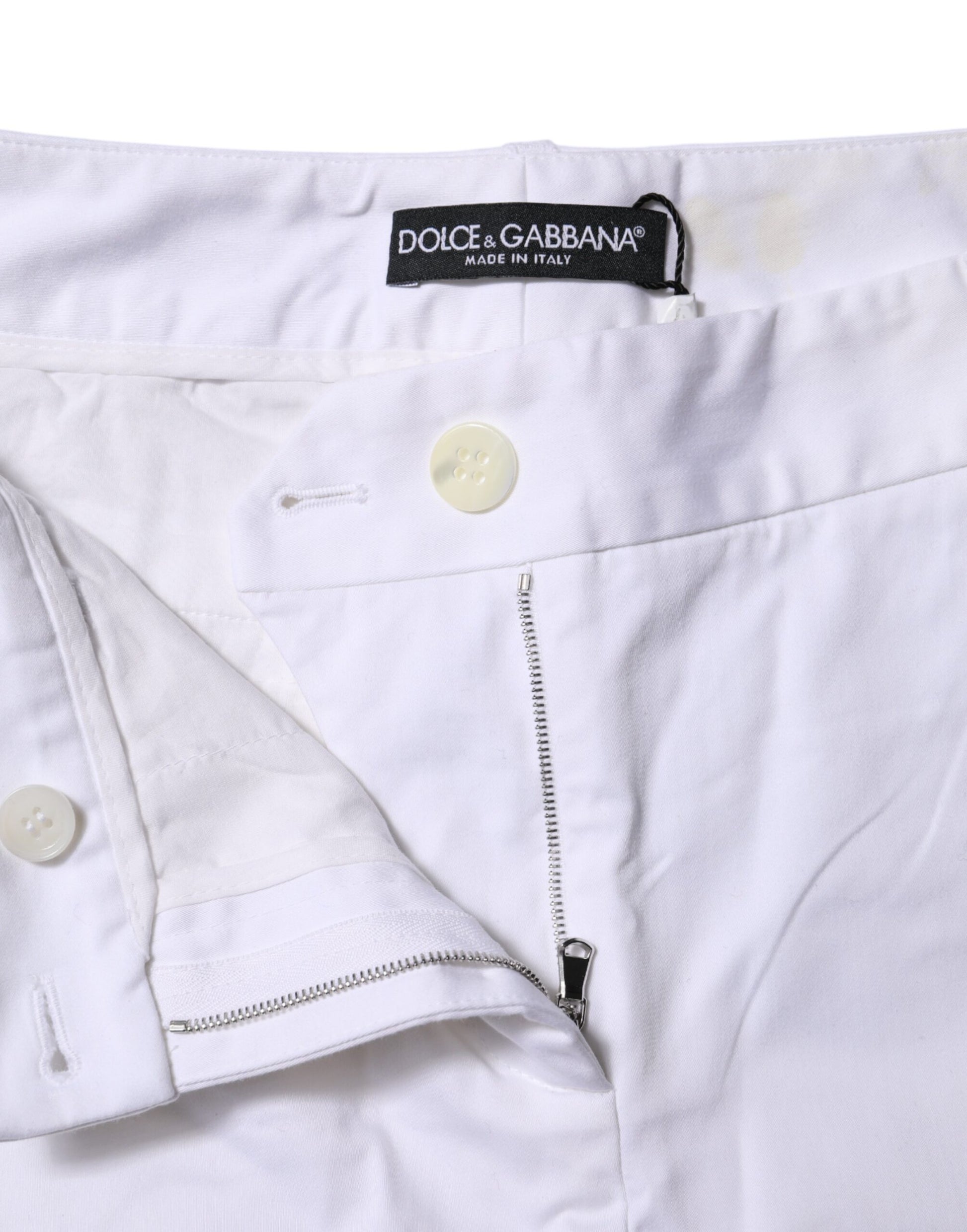 White Cotton Stretch Mid Waist Jeans
