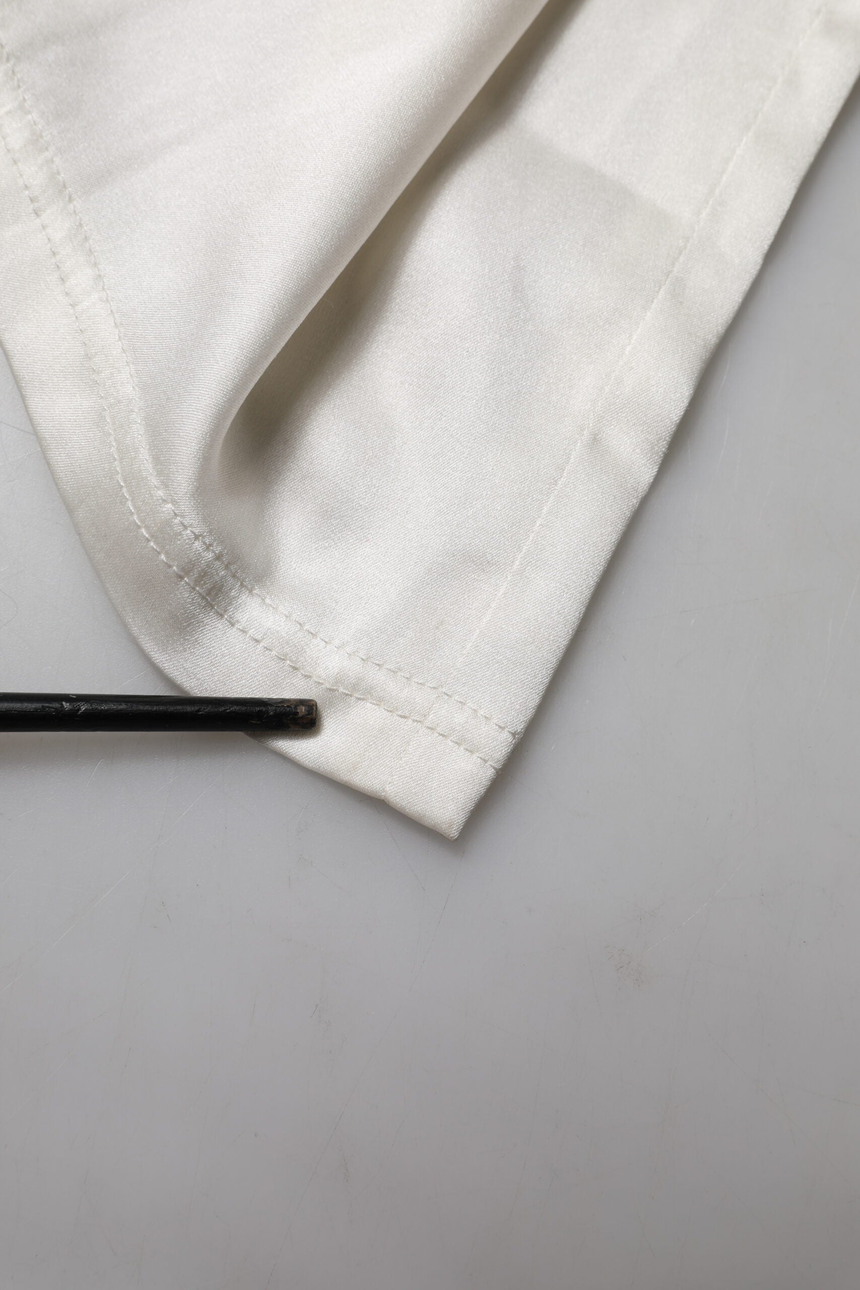 Ivory Silk Tapered High Waist Pants