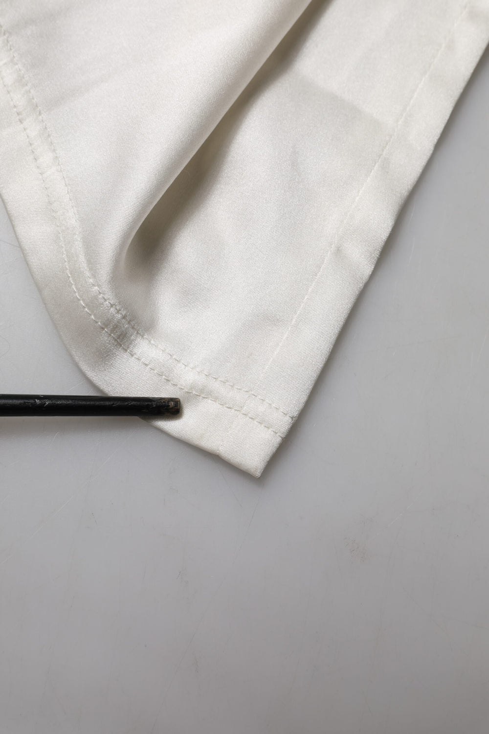 Ivory Silk Tapered High Waist Pants