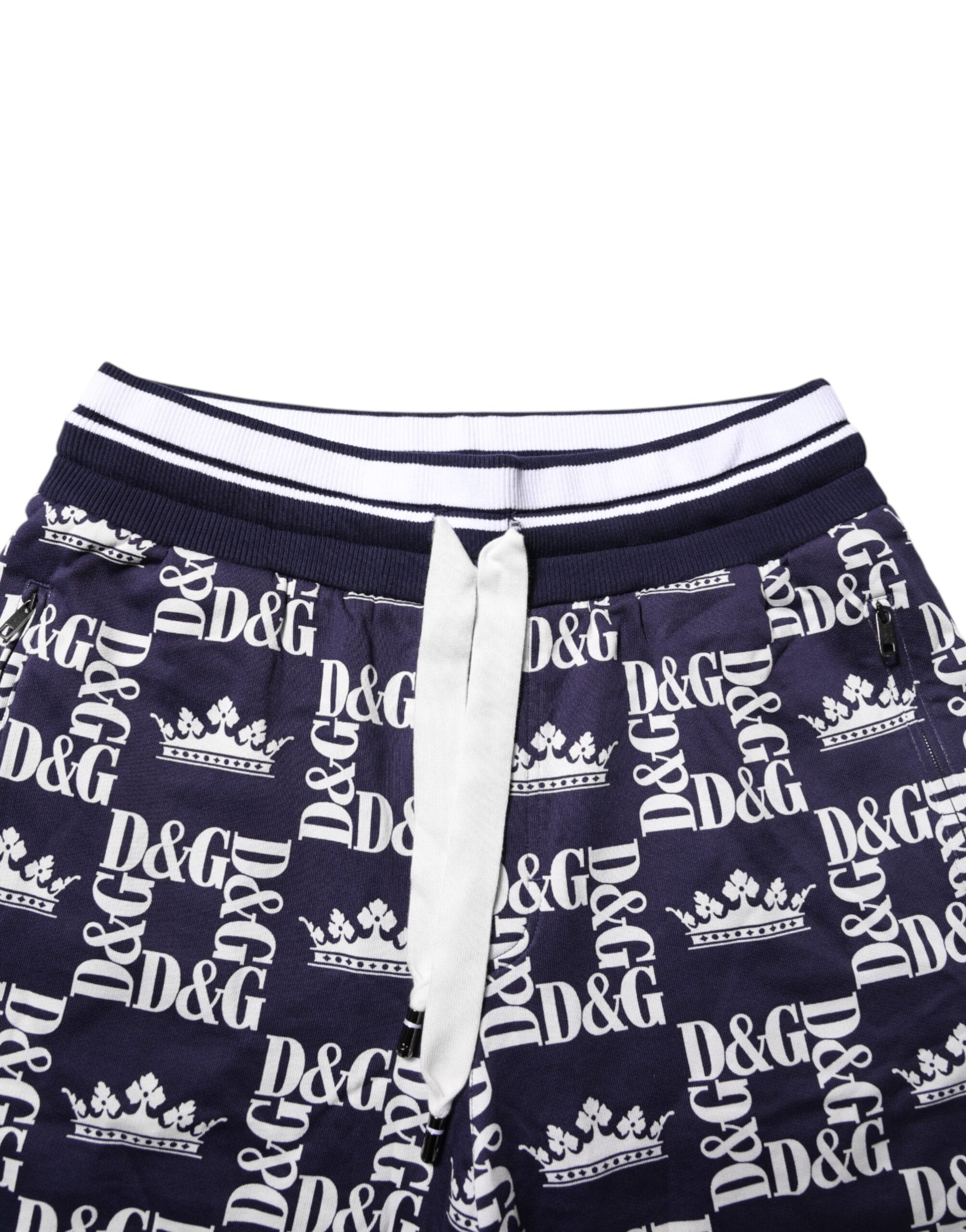 Cotton Blue Crown Logo Print Bermuda Shorts