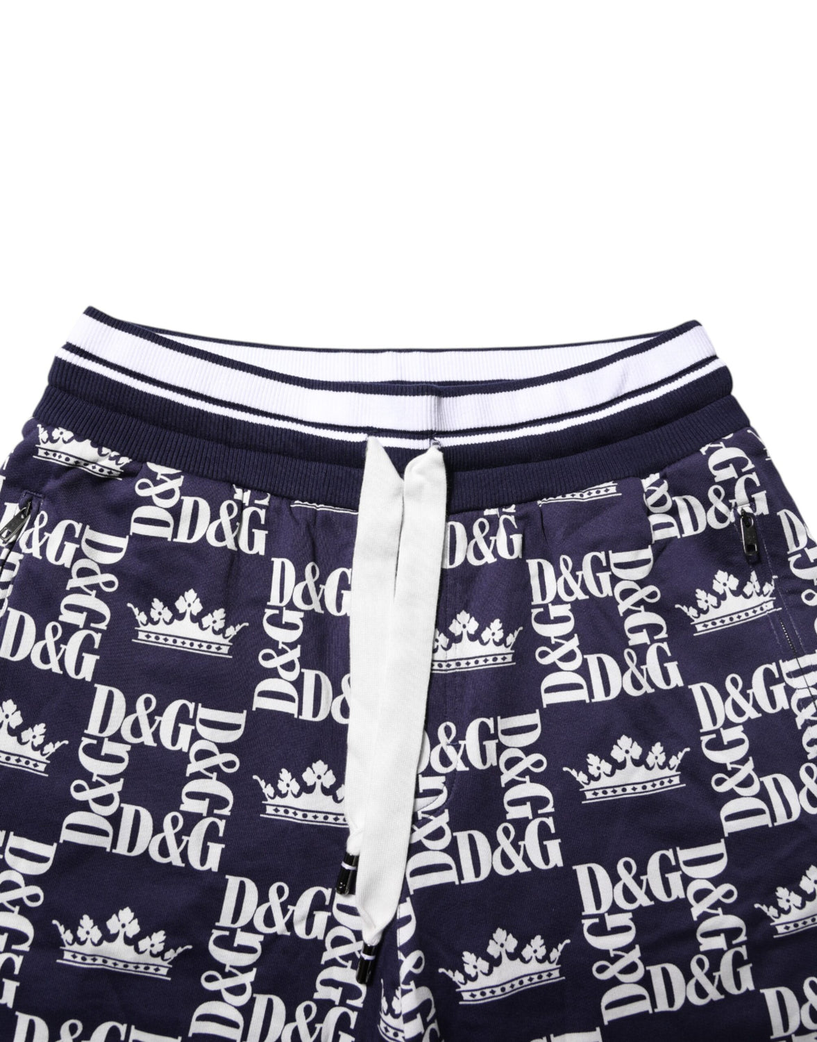 Cotton Blue Crown Logo Print Bermuda Shorts