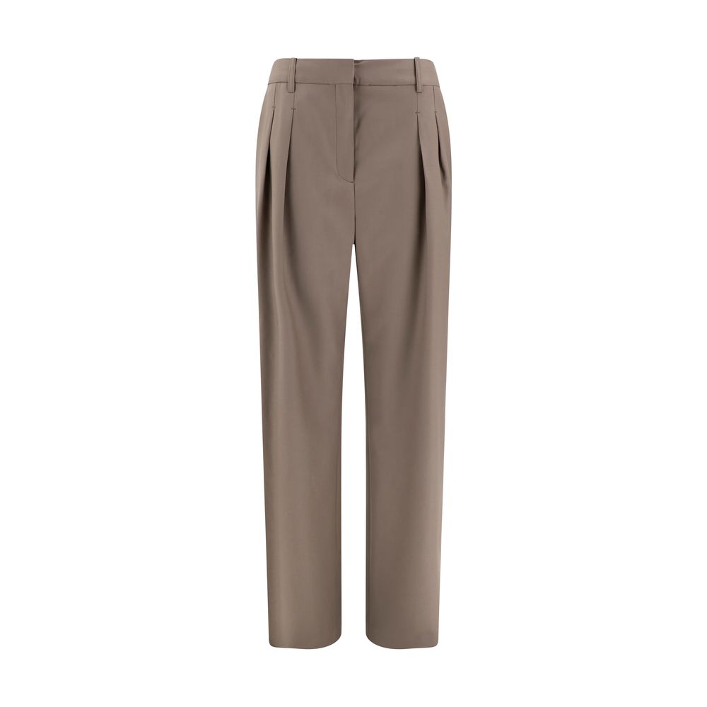 Bicolor Fleece Wool Flared Pants