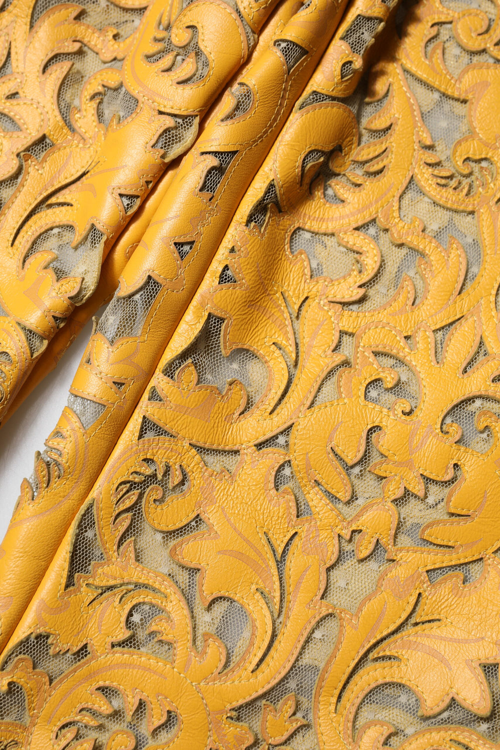 Yellow Floral Lace Mid Waist Capri Pants