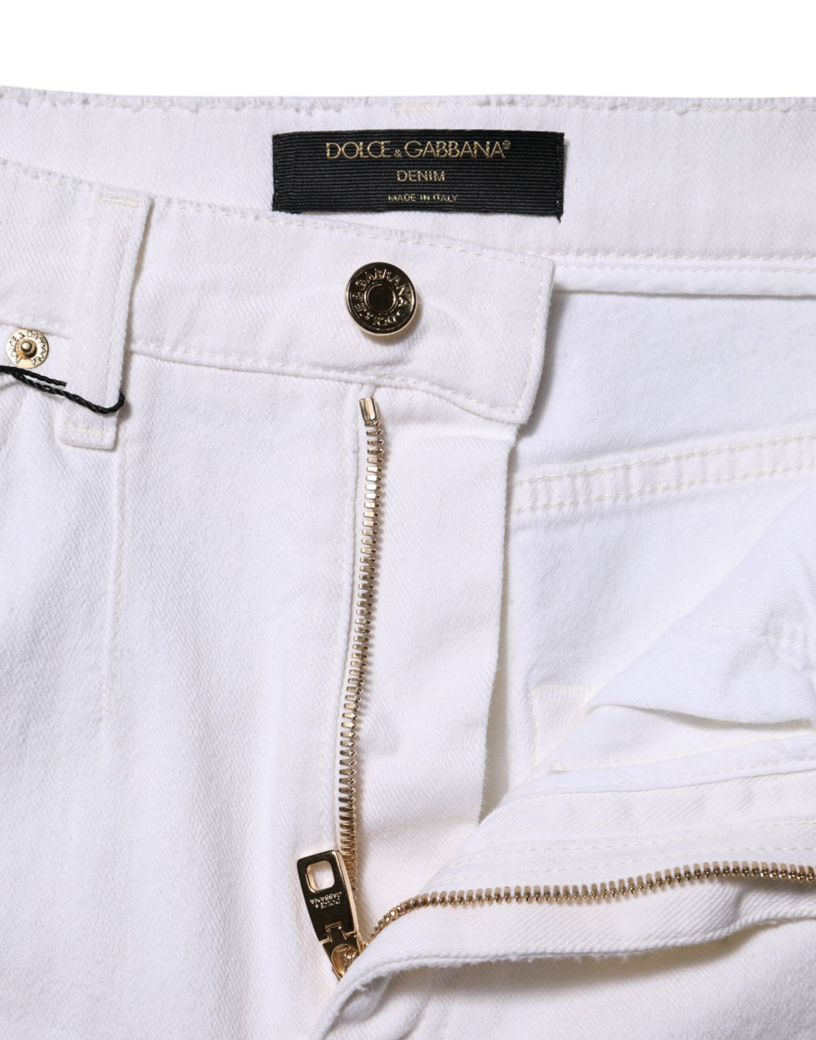 White Cotton High Waist Straight Denim Jeans