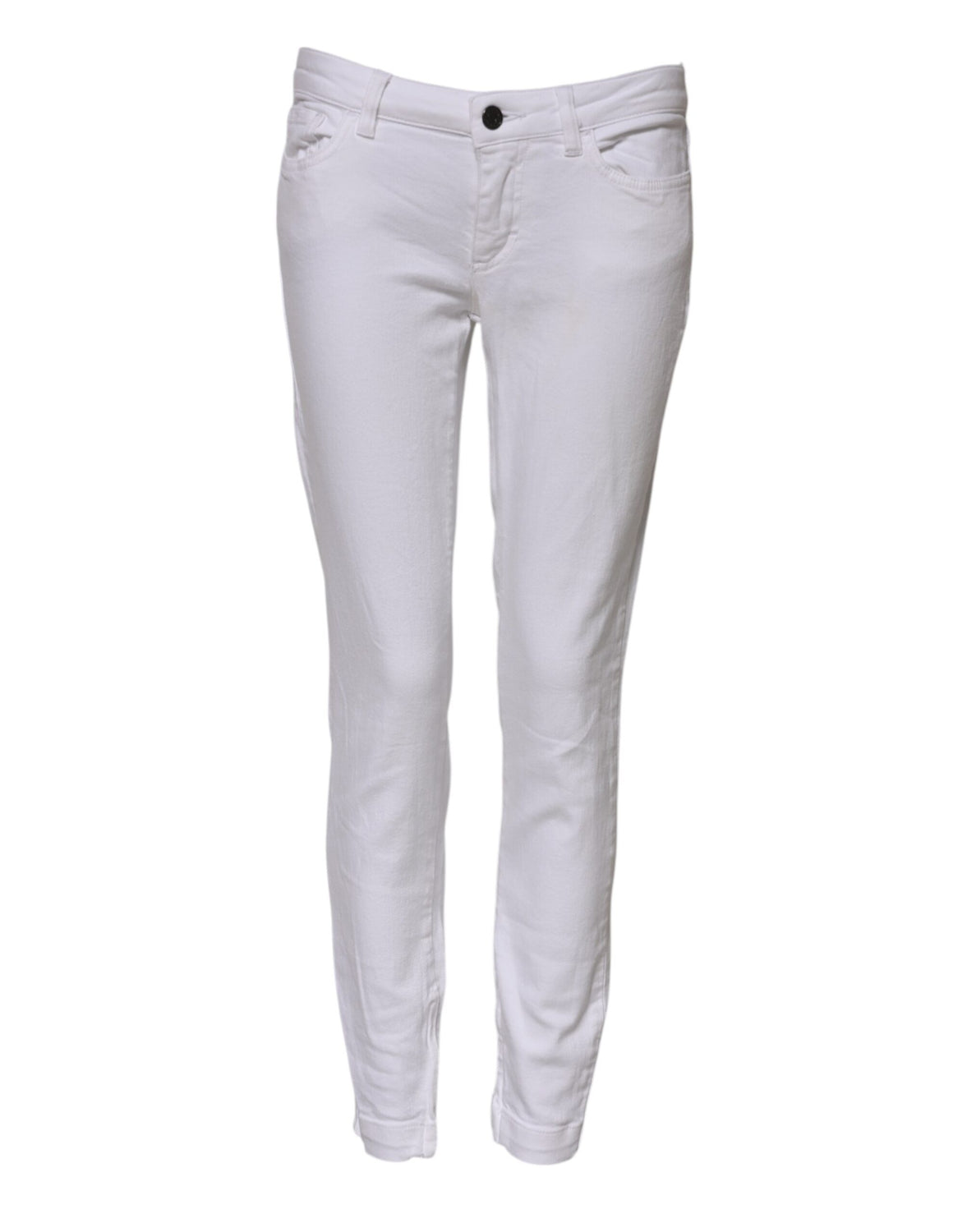 White Cotton Low Waist Skinny Denim Jeans