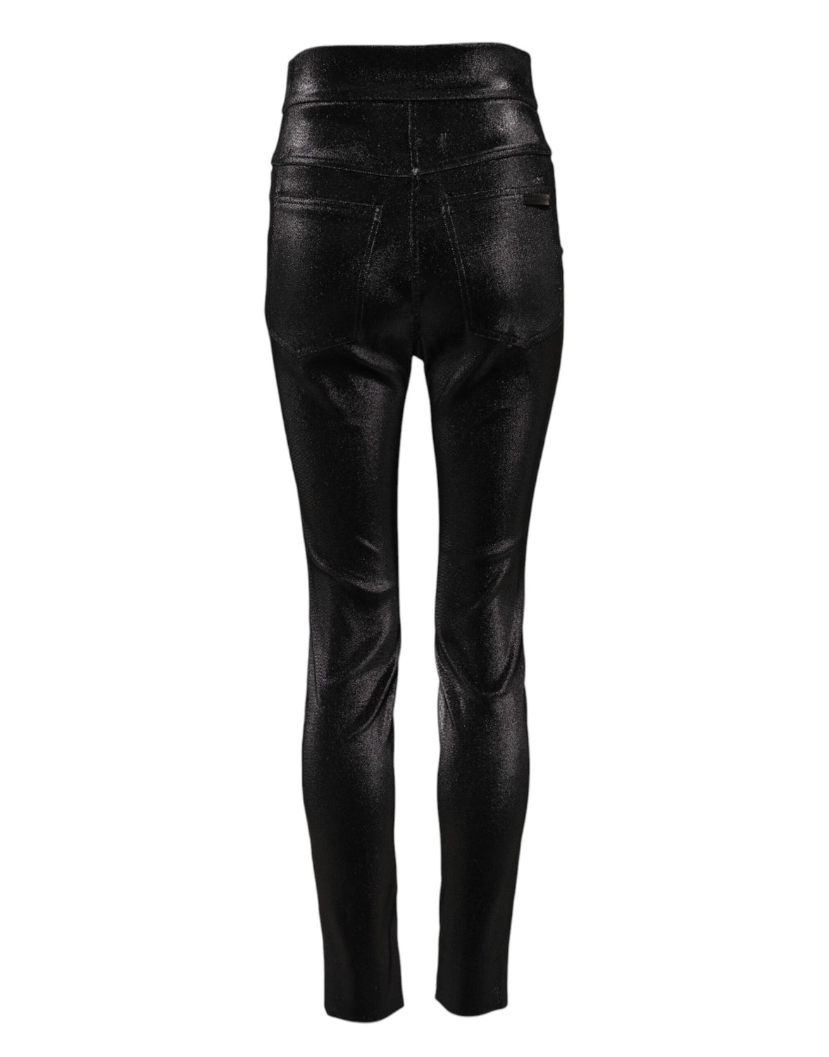 Black Cotton Stretch Lurex Thread Skinny Pants