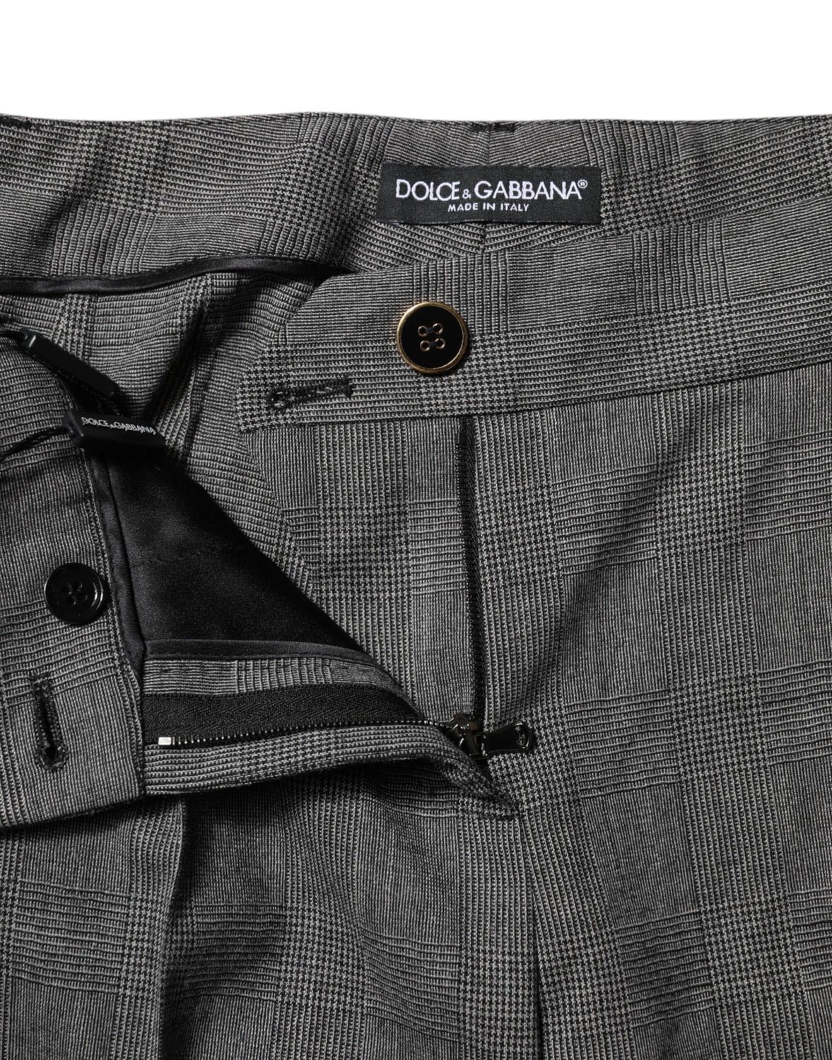 Gray Checkered High Waist Flared Pants