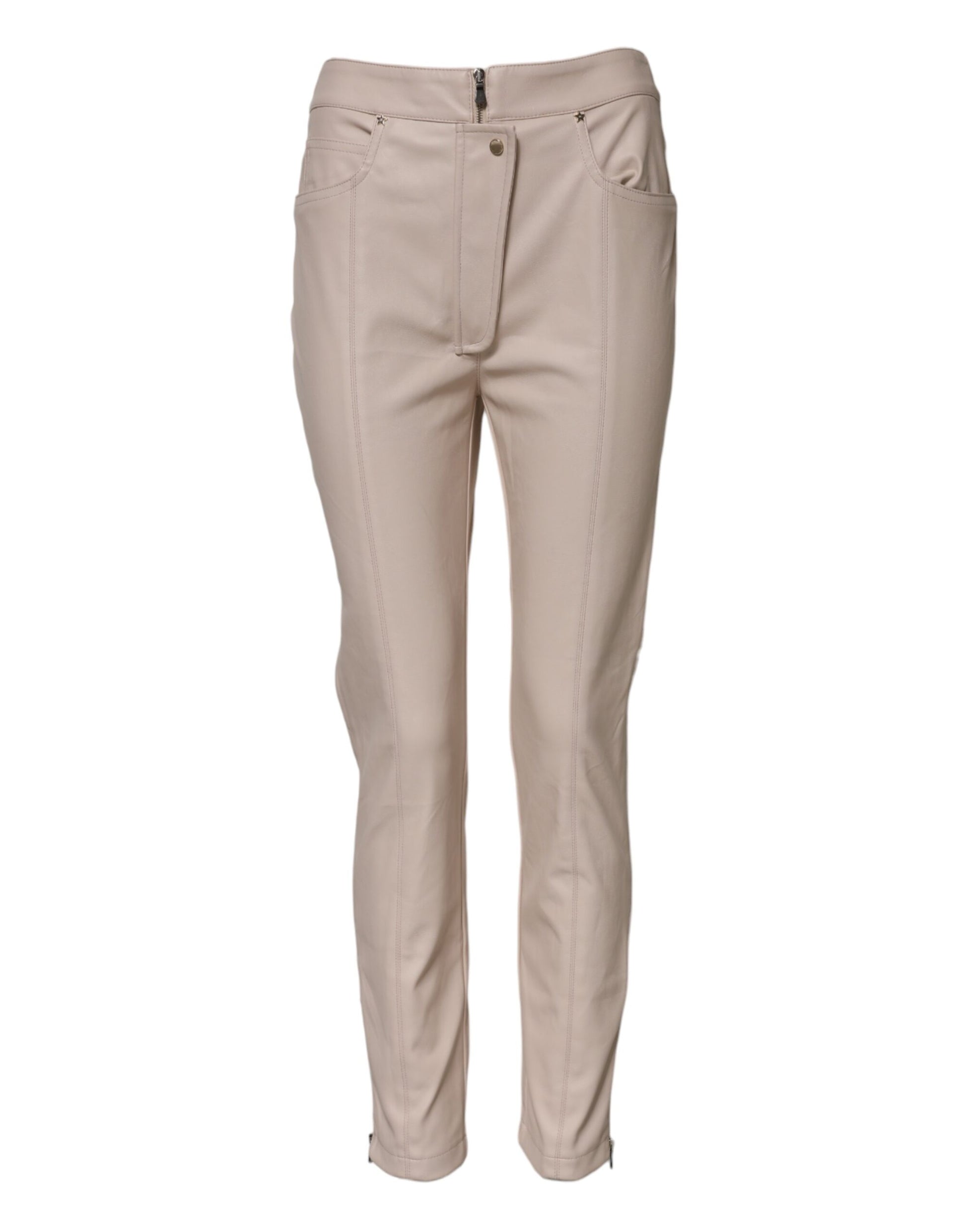 Beige High Waist Tapered Pants