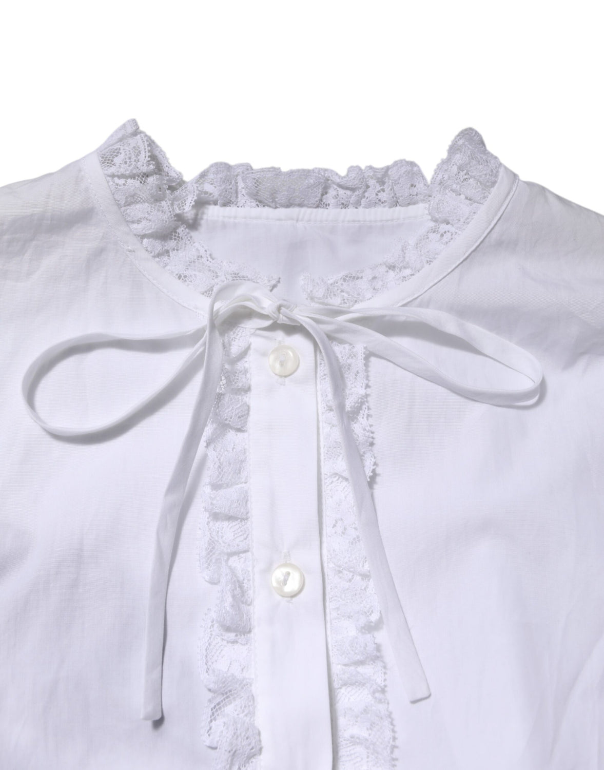 White Ruffled Lace Embellished Blouse Top