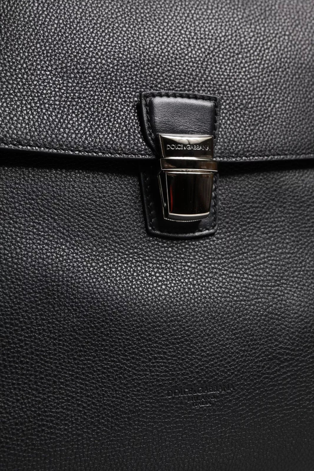 Black Leather Document Briefcase Top Handle Bag