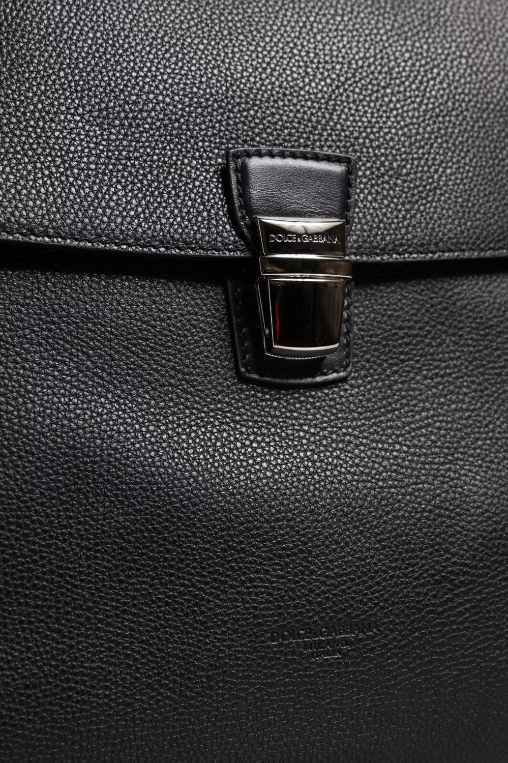 Black Leather Document Briefcase Top Handle Bag