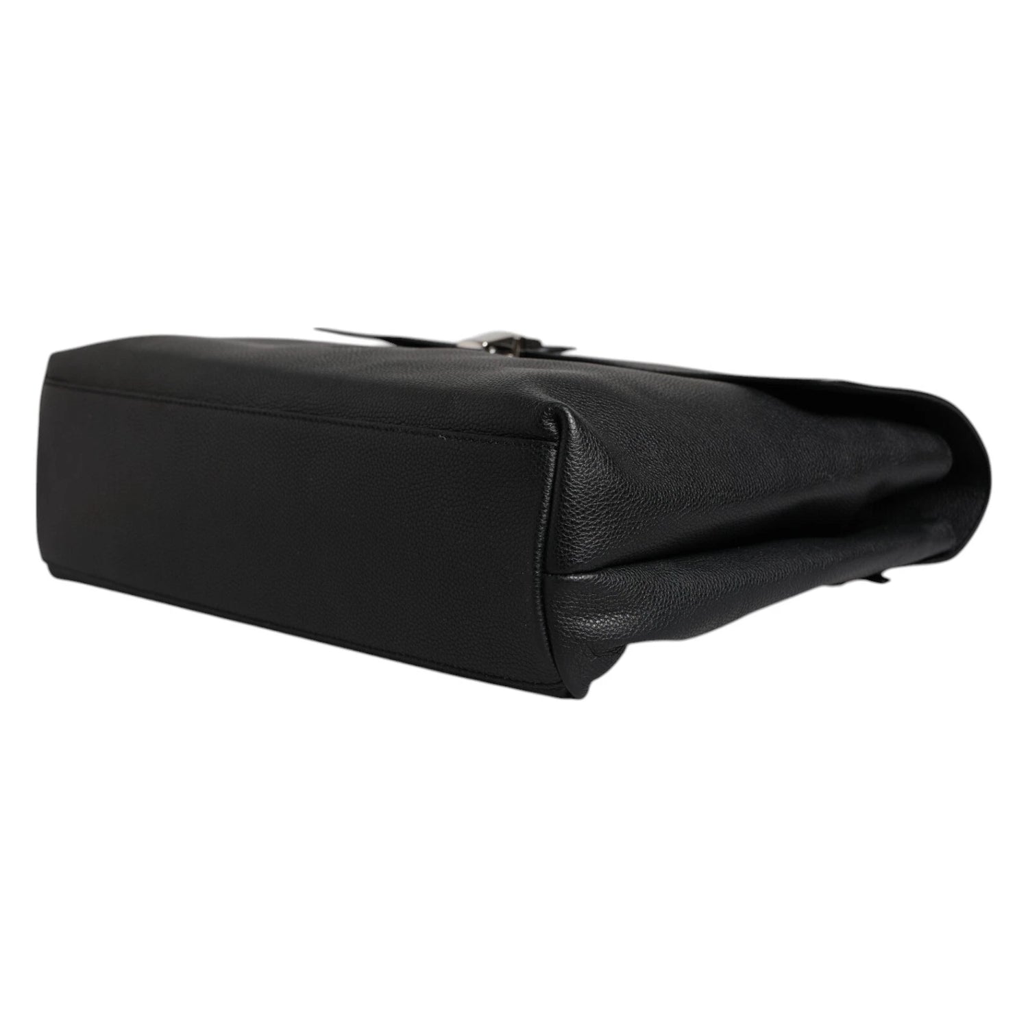 Black Leather Document Briefcase Top Handle Bag