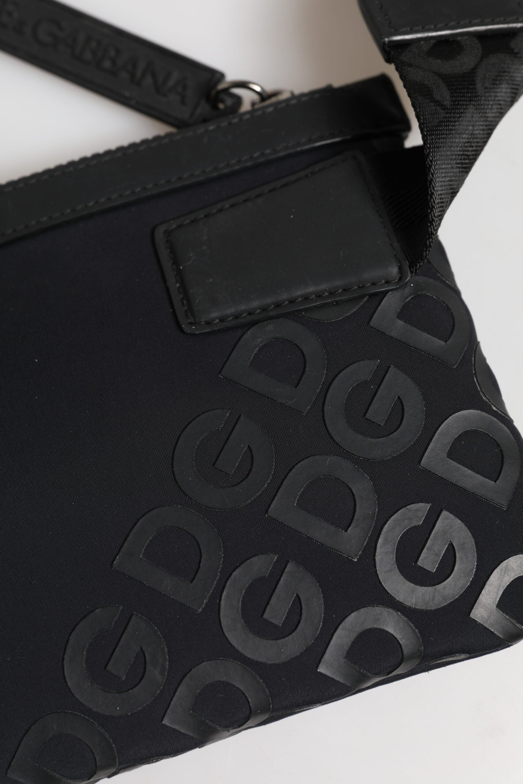 Black Logo Patch Shoulder Sling Pouch Clutch Bag