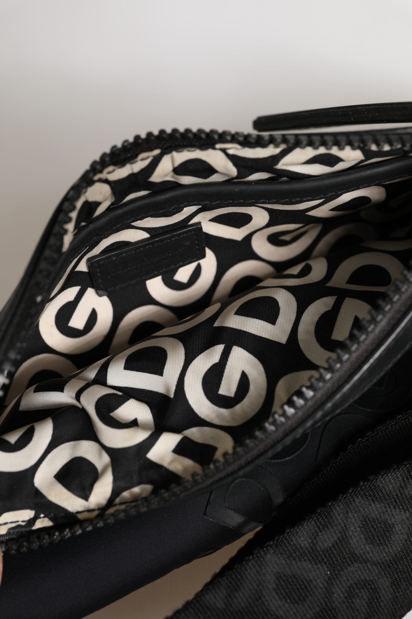 Black Logo Patch Shoulder Sling Pouch Clutch Bag