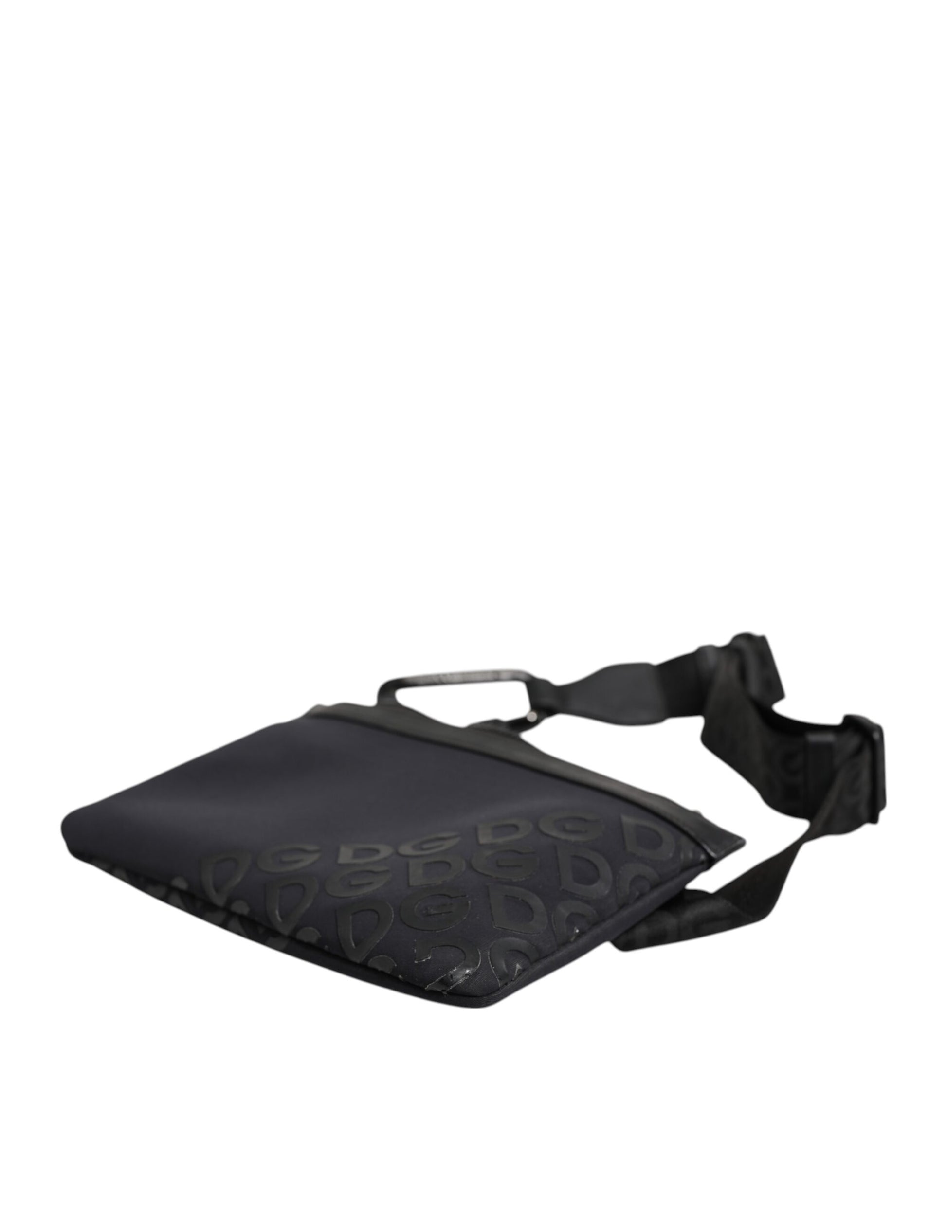 Black Logo Patch Shoulder Sling Pouch Clutch Bag