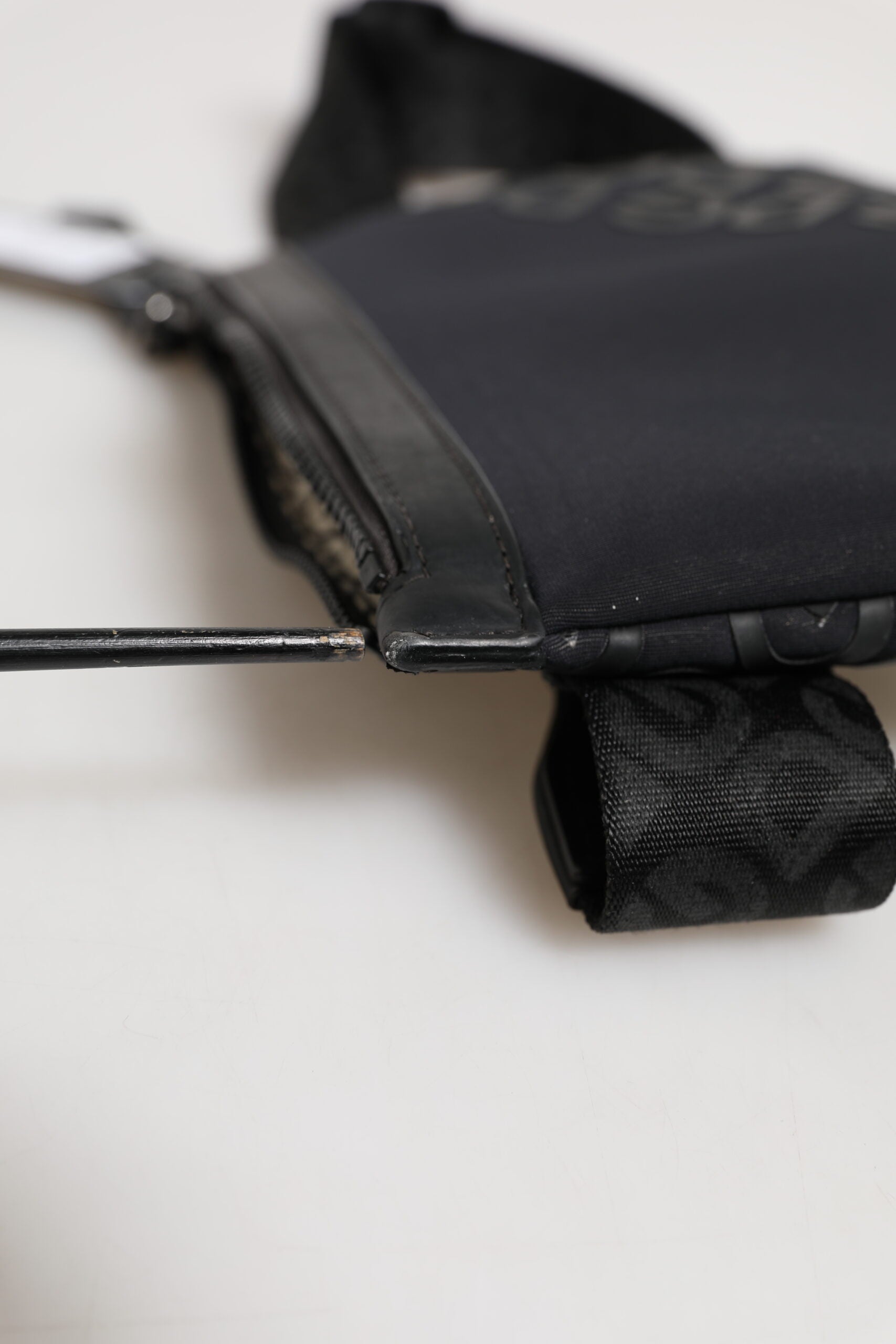 Black Logo Patch Shoulder Sling Pouch Clutch Bag