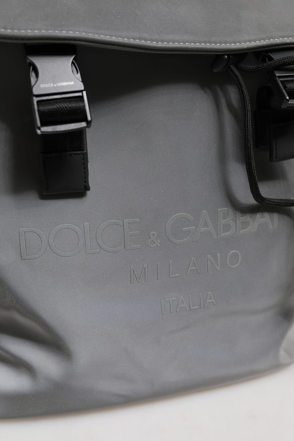 Gray Palermo Reflector Buckles Drawstring Backpack Bag