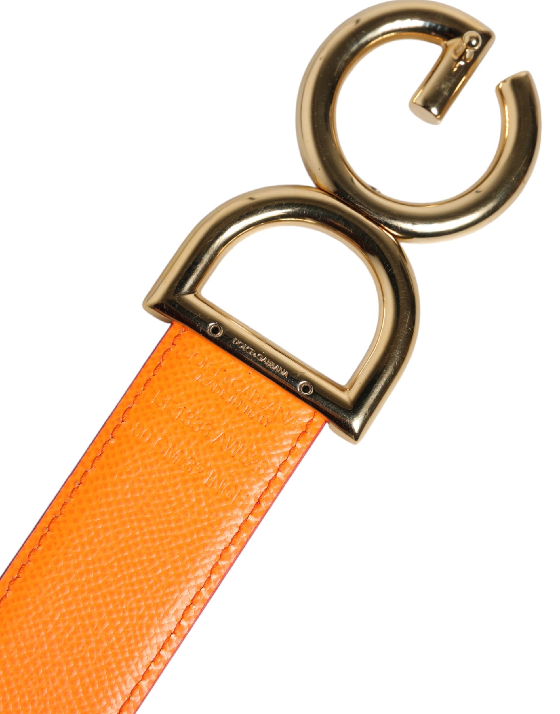 Pink Orange Calfskin Leather Reversible Belt