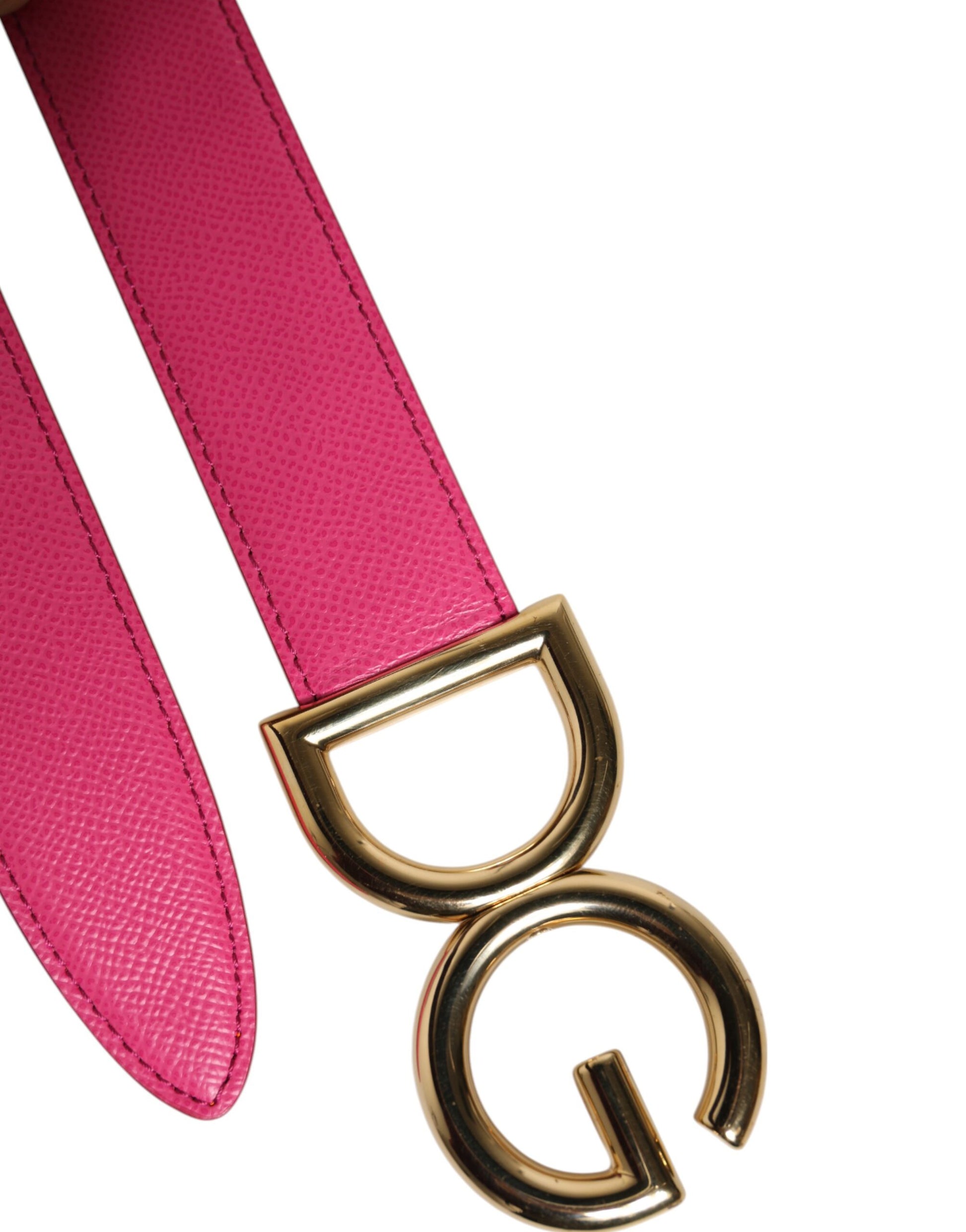 Pink Orange Calfskin Leather Reversible Belt